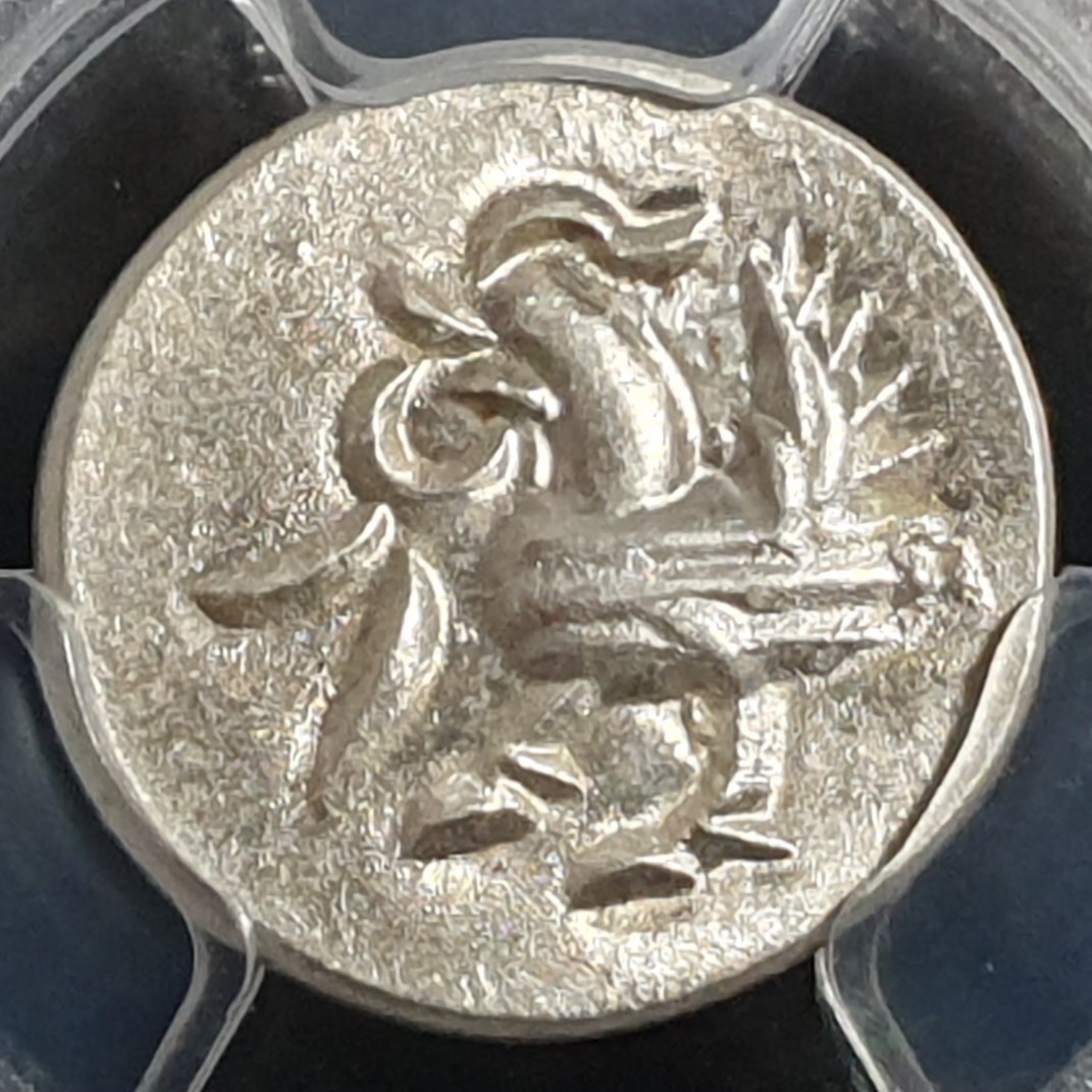 Cambodia 2 Pe 1/2 Fuang Norodom I Hamza Bird 1847 - 1860 PCGS MS 62 - Image 3