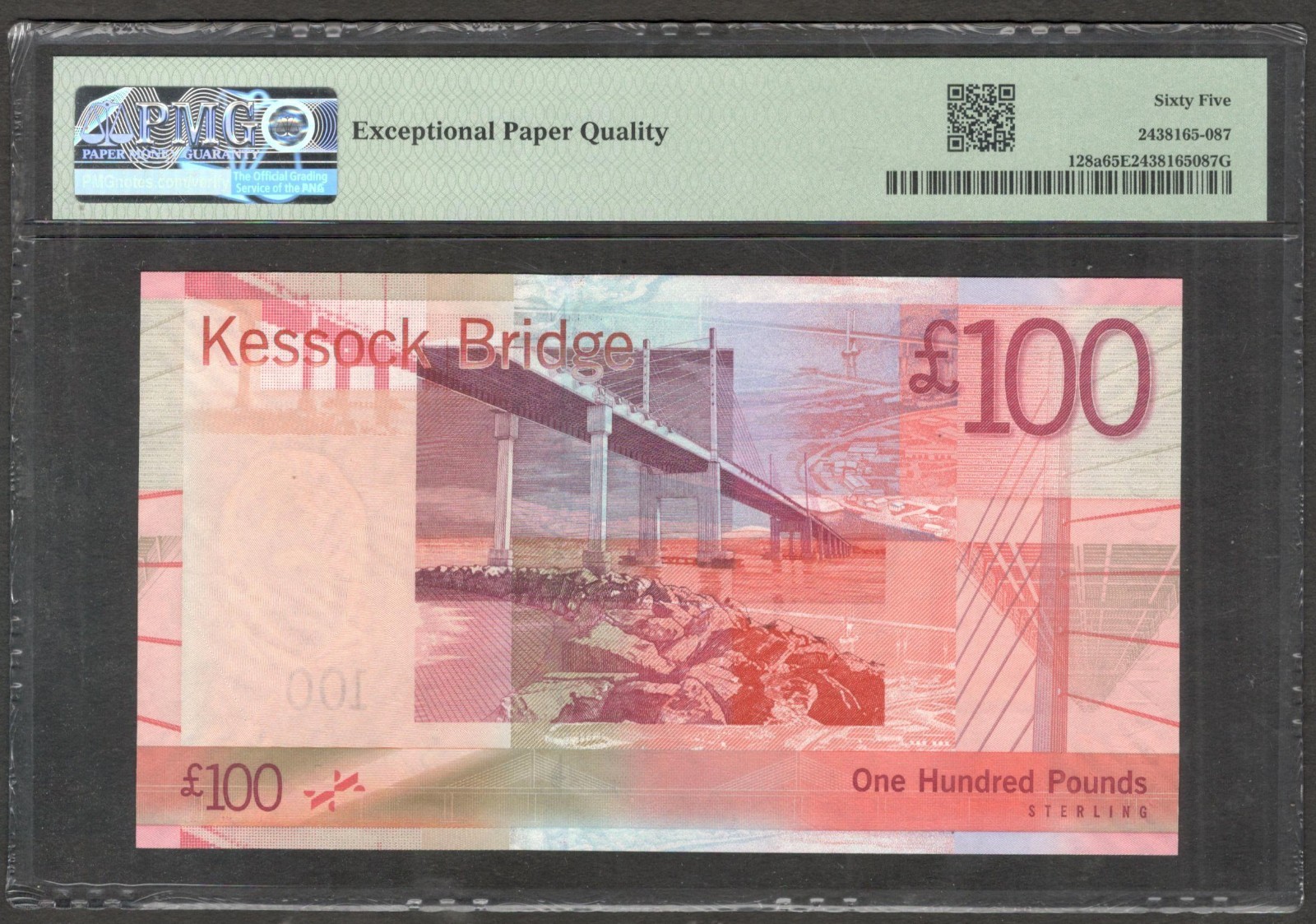 Scotland Bank of 100 Pounds 1st Prefix AA P-128a 2007 PMG 65 EPQ GEM UNC - Image 2
