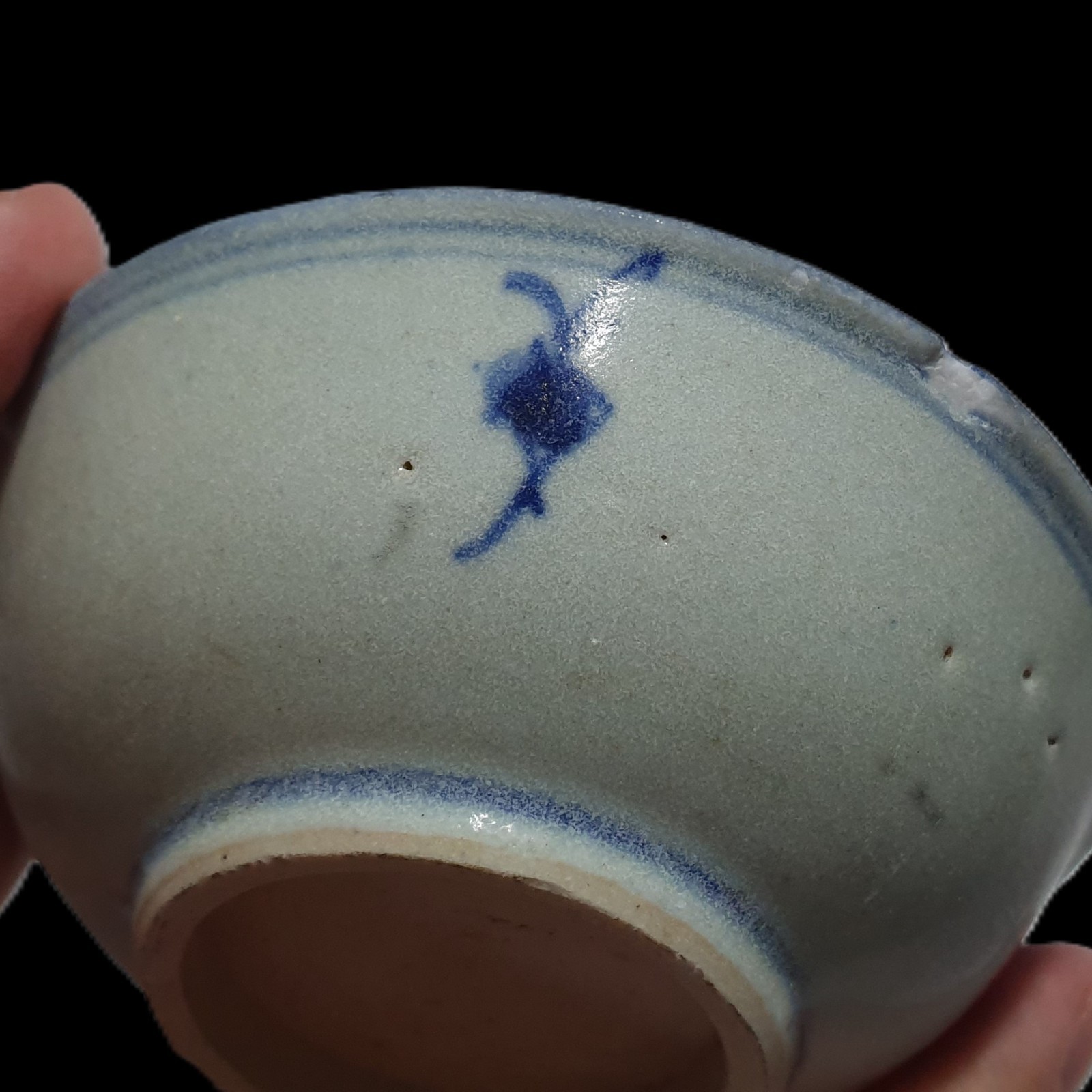 Antique Chinese Ming Dynasty Porcelain Bowl Glazed 3.5" Dharmachakra ca. 1500 - Image 10