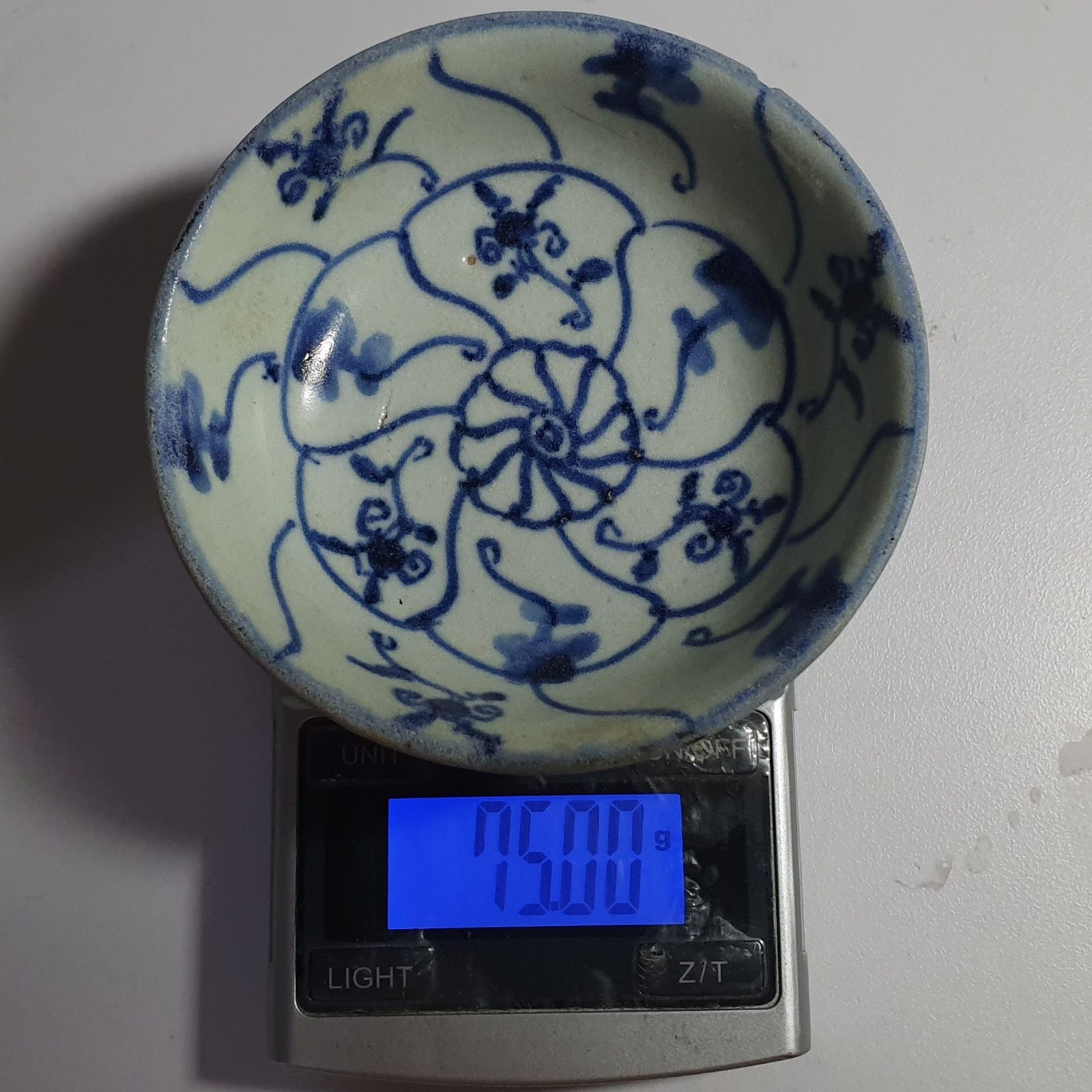 Antique Chinese Ming Dynasty Porcelain Bowl Glazed 3.5" Dharmachakra ca. 1500 - Image 12