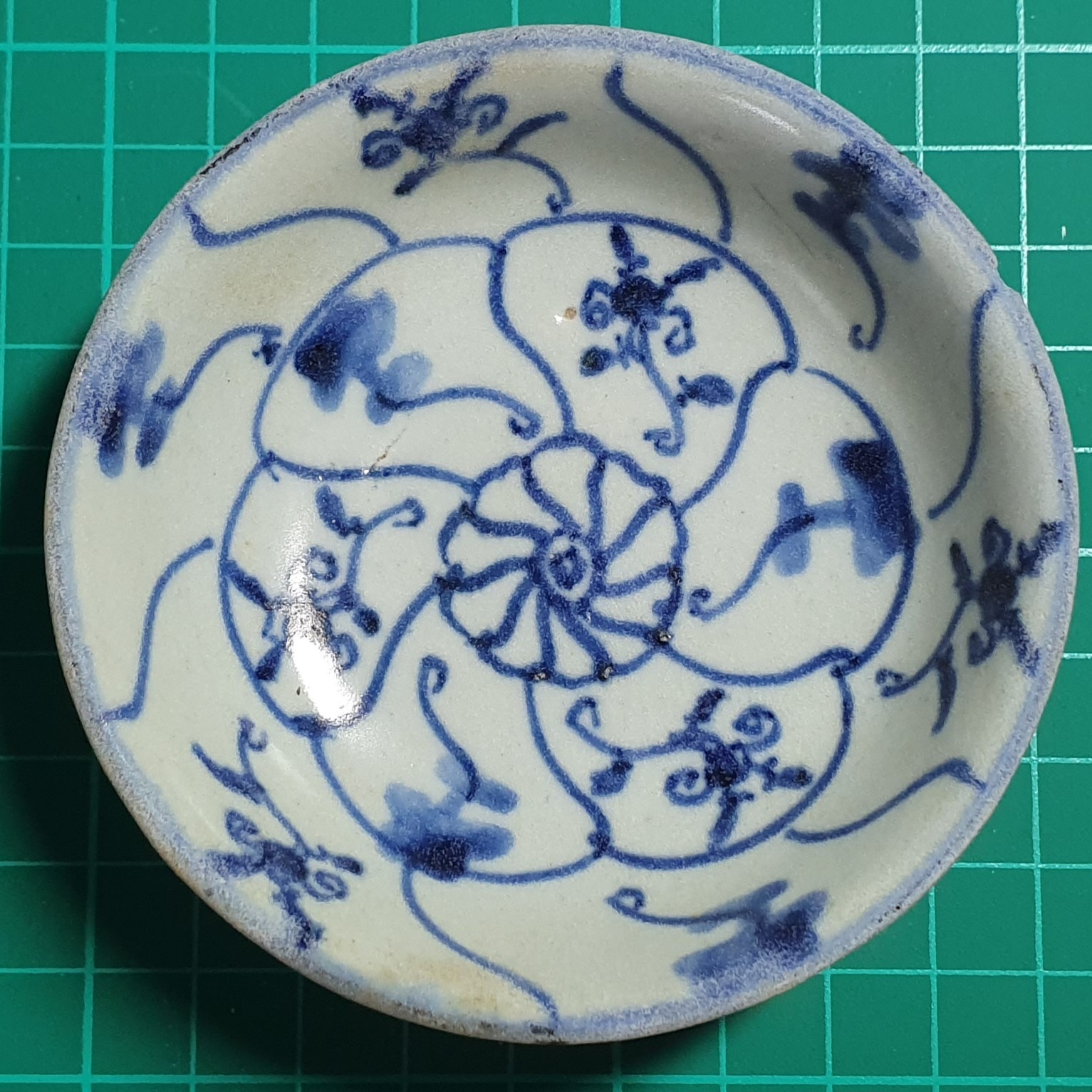 Antique Chinese Ming Dynasty Porcelain Bowl Glazed 3.5" Dharmachakra ca. 1500 - Image 13