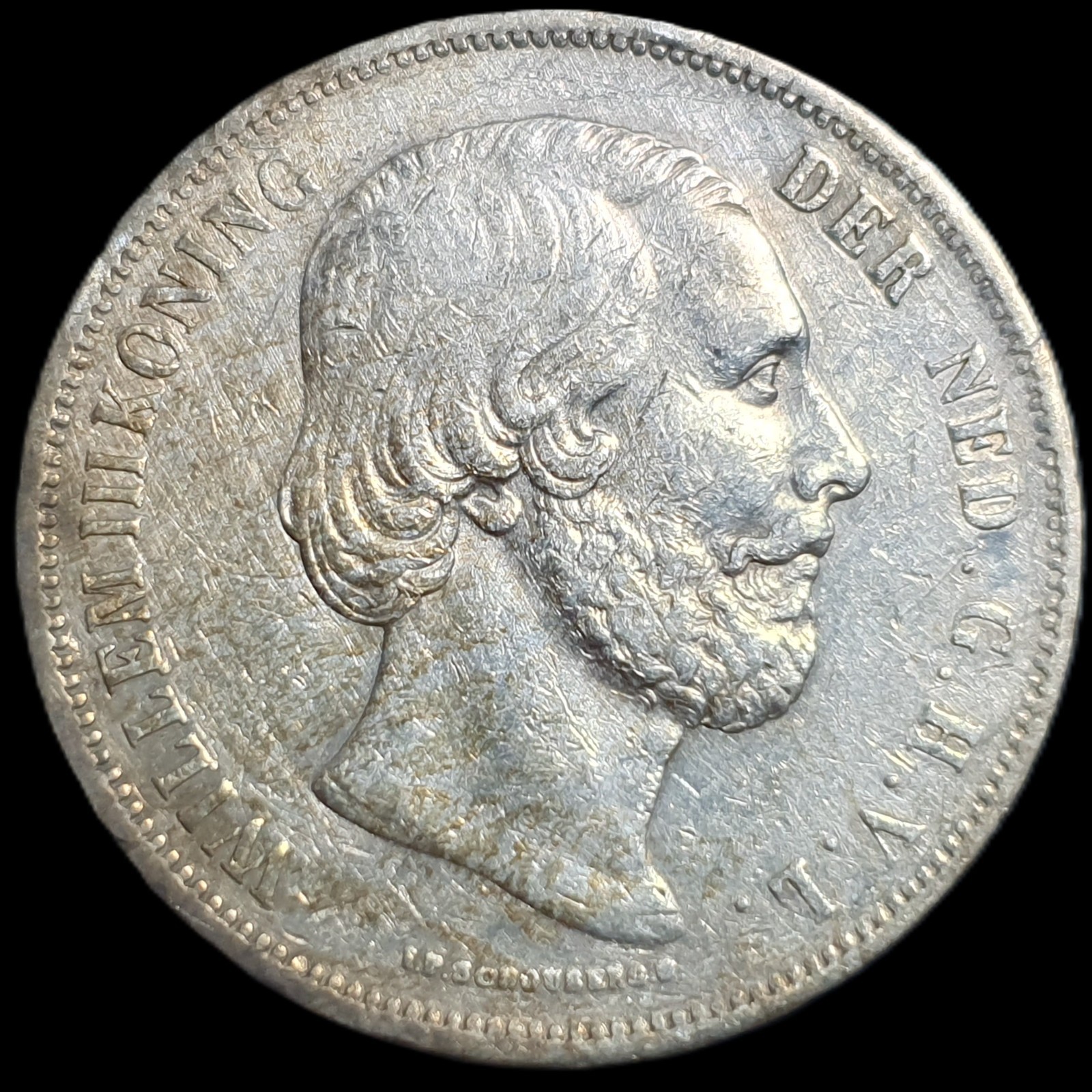 Netherlands 2 1/2 2.5 Gulden Willem William III 1852 VF Sharp Detail