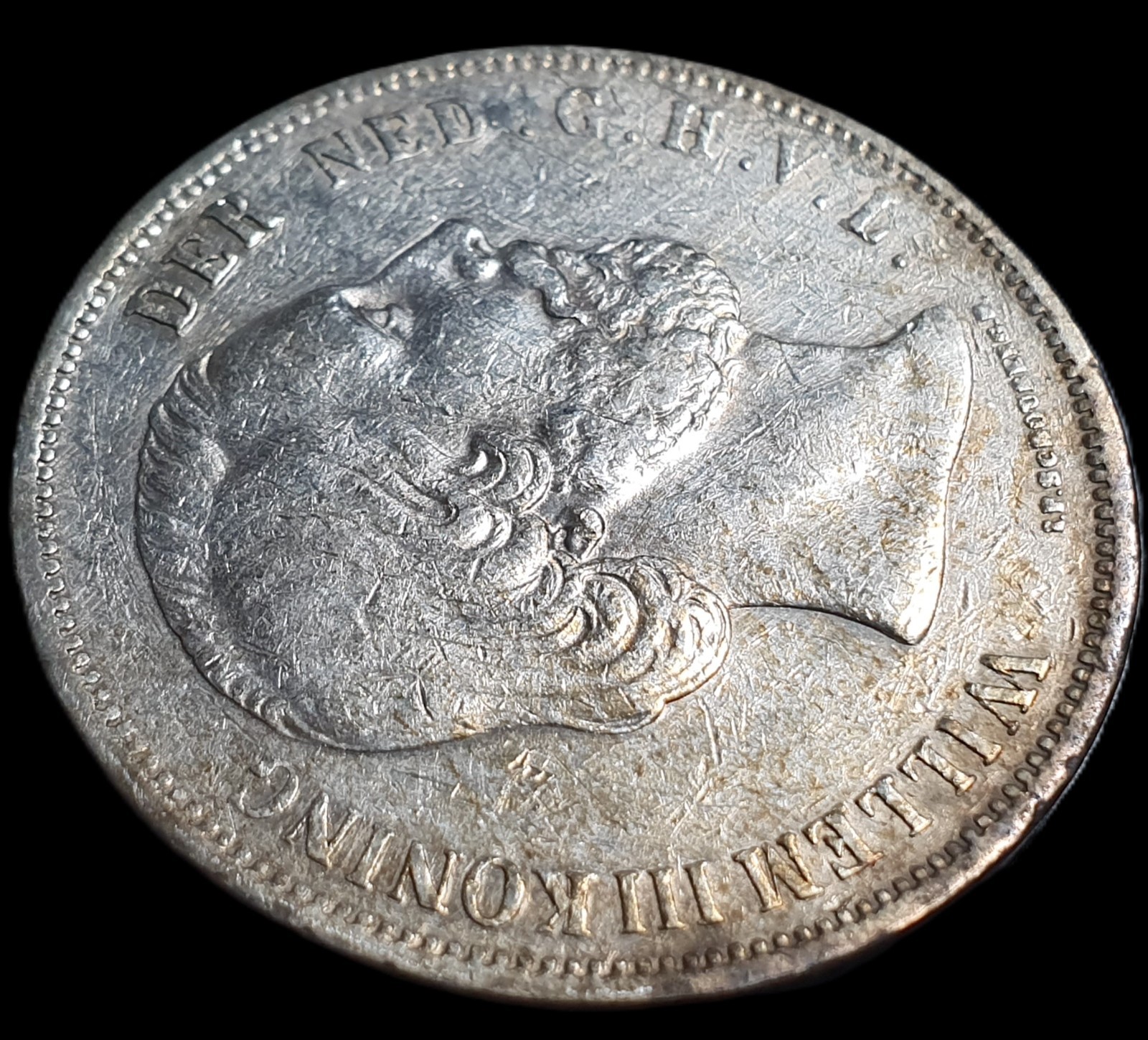 Netherlands 2 1/2 2.5 Gulden Willem William III 1852 VF Sharp Detail - Image 3
