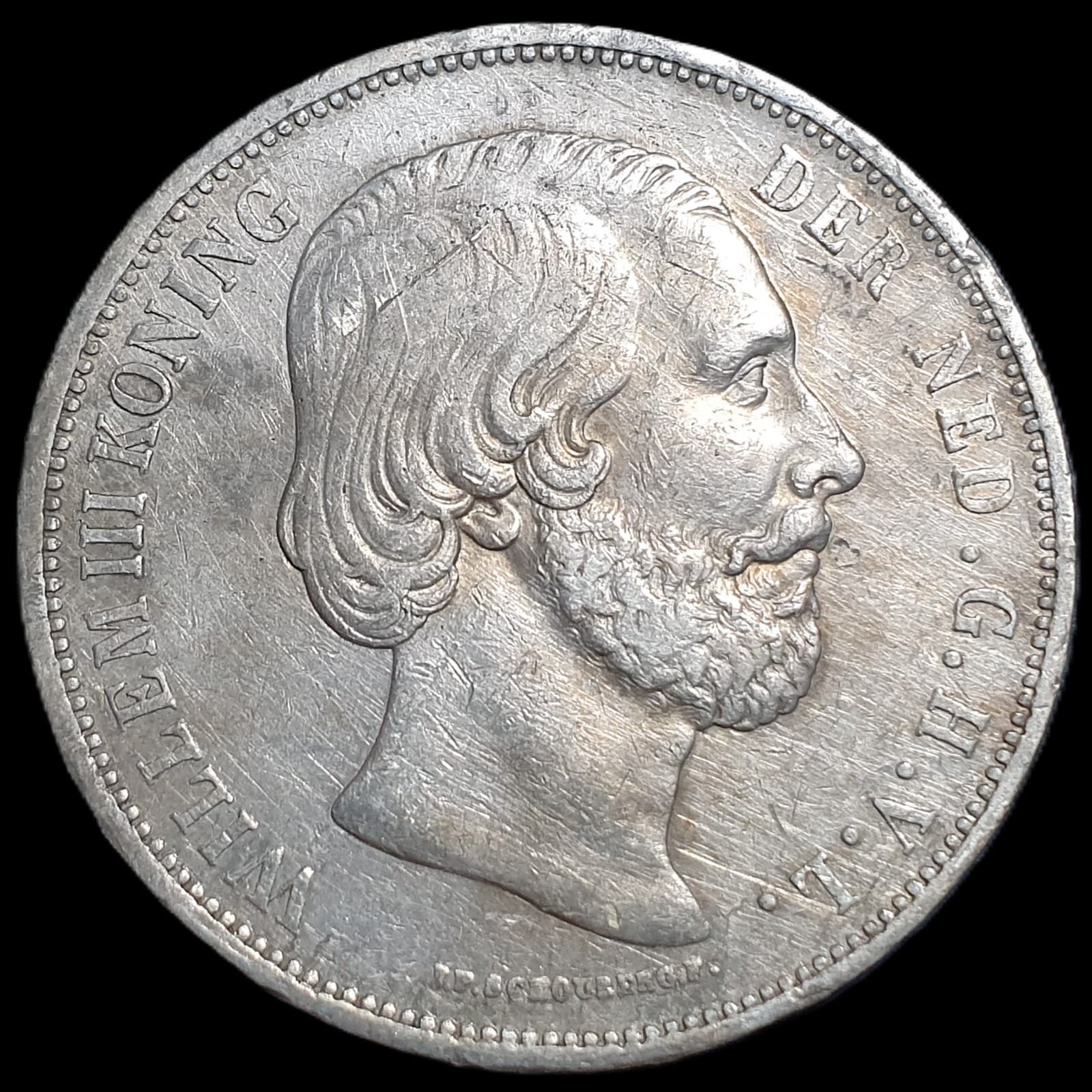 Netherlands 2 1/2 2.5 Gulden Willem William III 1868 VF Sharp Detail
