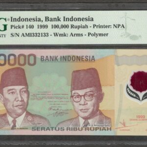 Indonesia 100000 100,000 Rupiah Soekarno & Hatta P-140 1999 PMG 66 EPQ GEM UNC