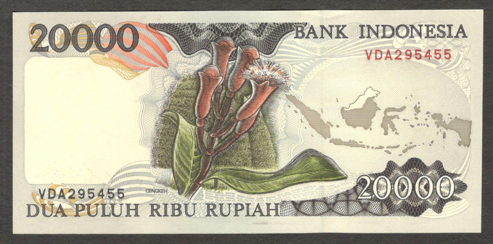 Indonesia 20000 20,000 Rupiah Bird of Paradise P-135c 1997 / 1995 UNC - Image 2