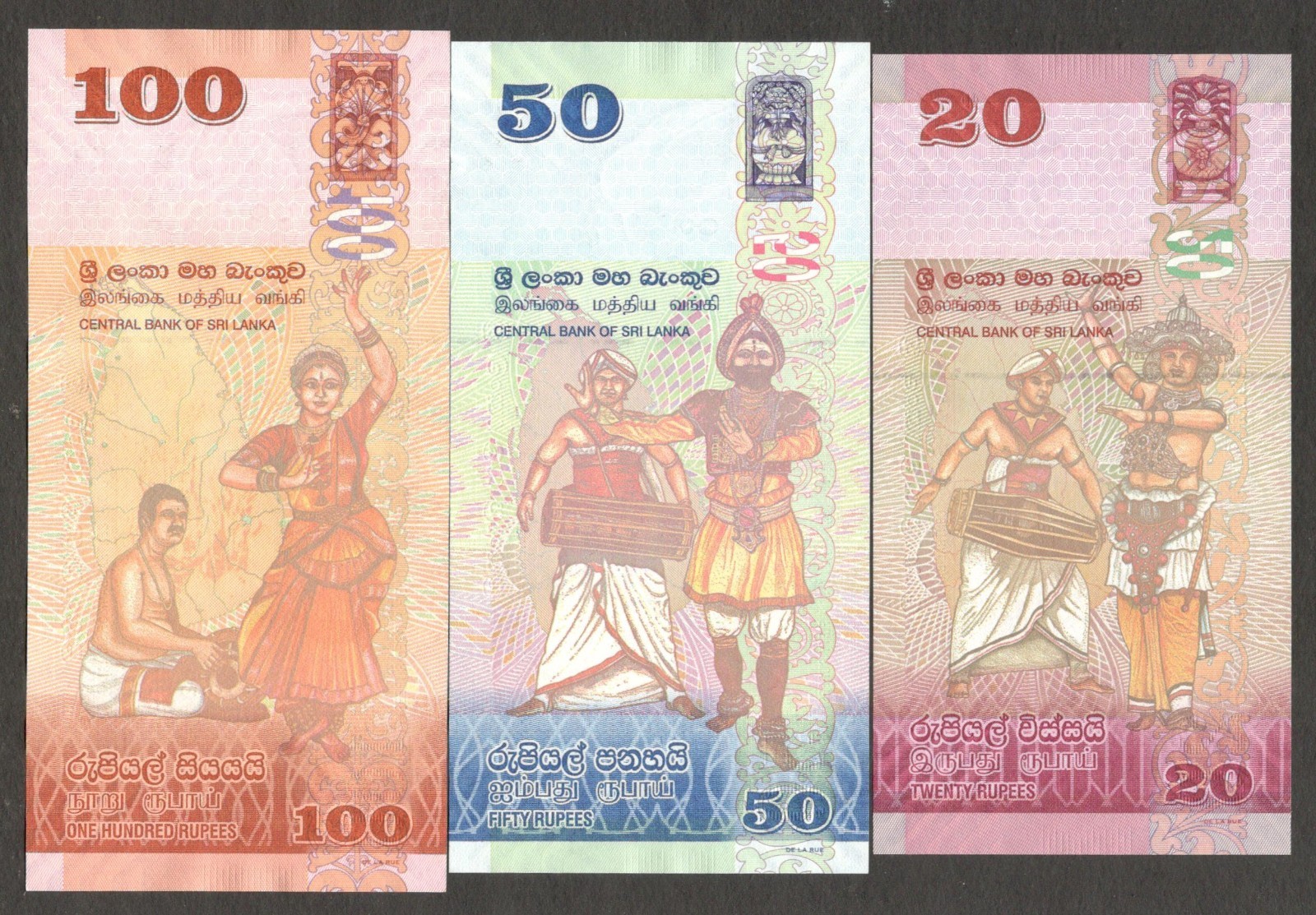 Sri Lanka Set 3 Pcs 20 50 100 Rupees Bird Colorful P-123 124 125 2022 Random UNC - Image 2