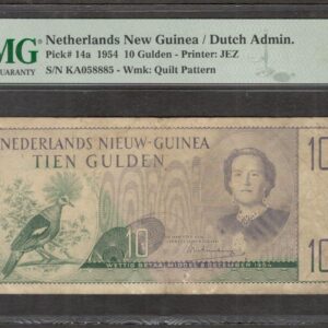 Netherlands New Guinea 10 Gulden Pigeon Queen Juliana P-14a 1954 PMG 30 VF