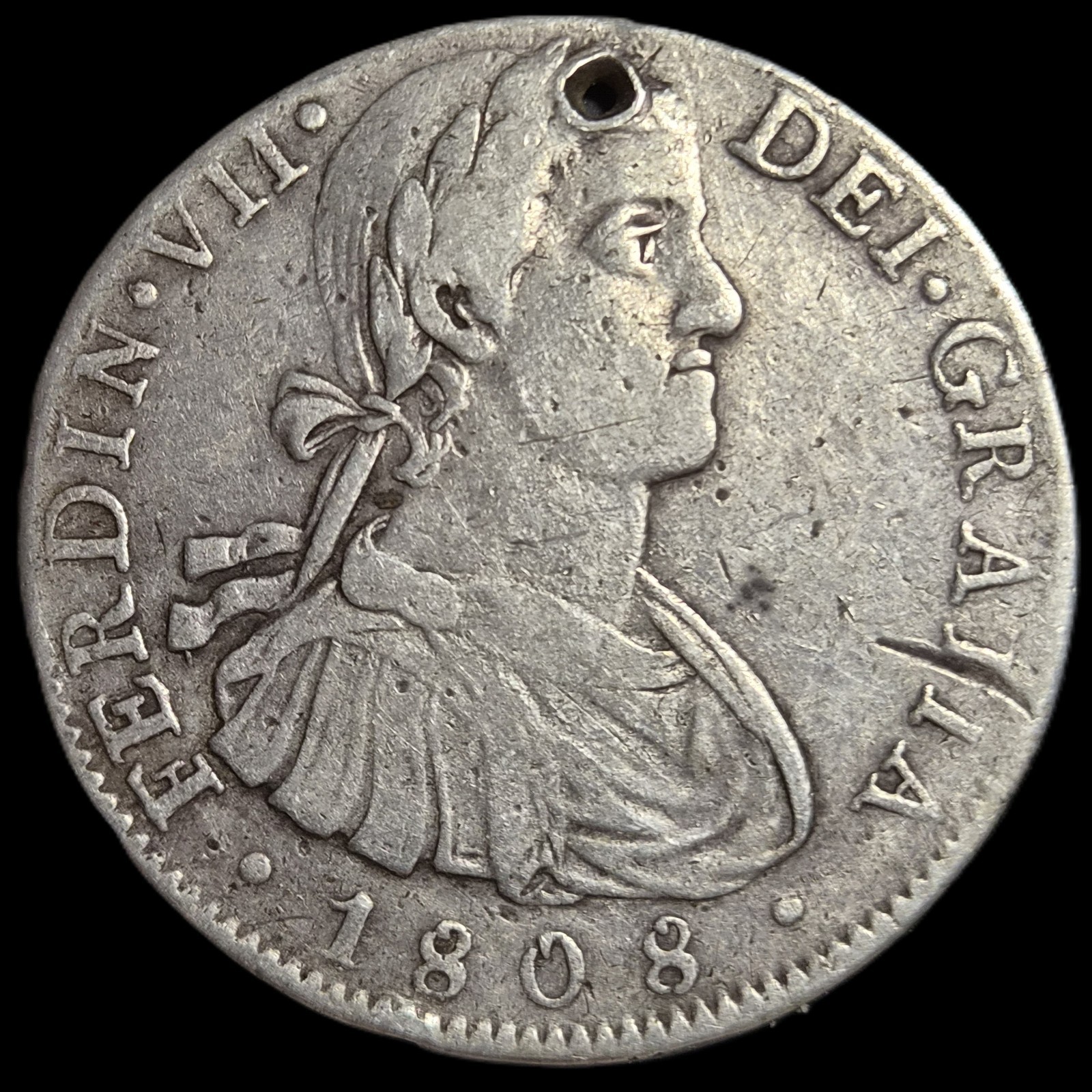 Mexico Spanish Colonial 8 Reales Ferdin Ferdinand VII 1808 Mo TH Scarce Year