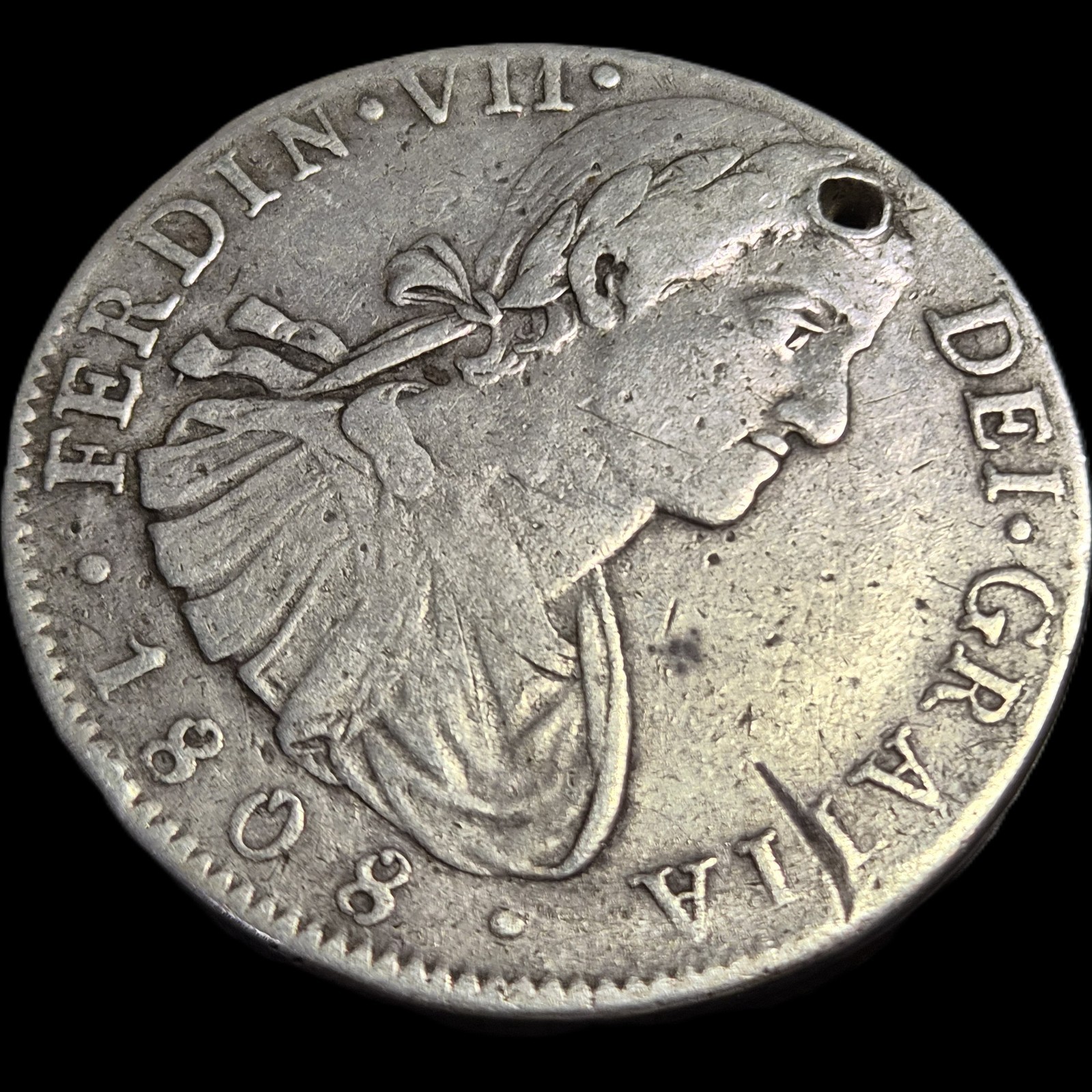 Mexico Spanish Colonial 8 Reales Ferdin Ferdinand VII 1808 Mo TH Scarce Year - Image 3