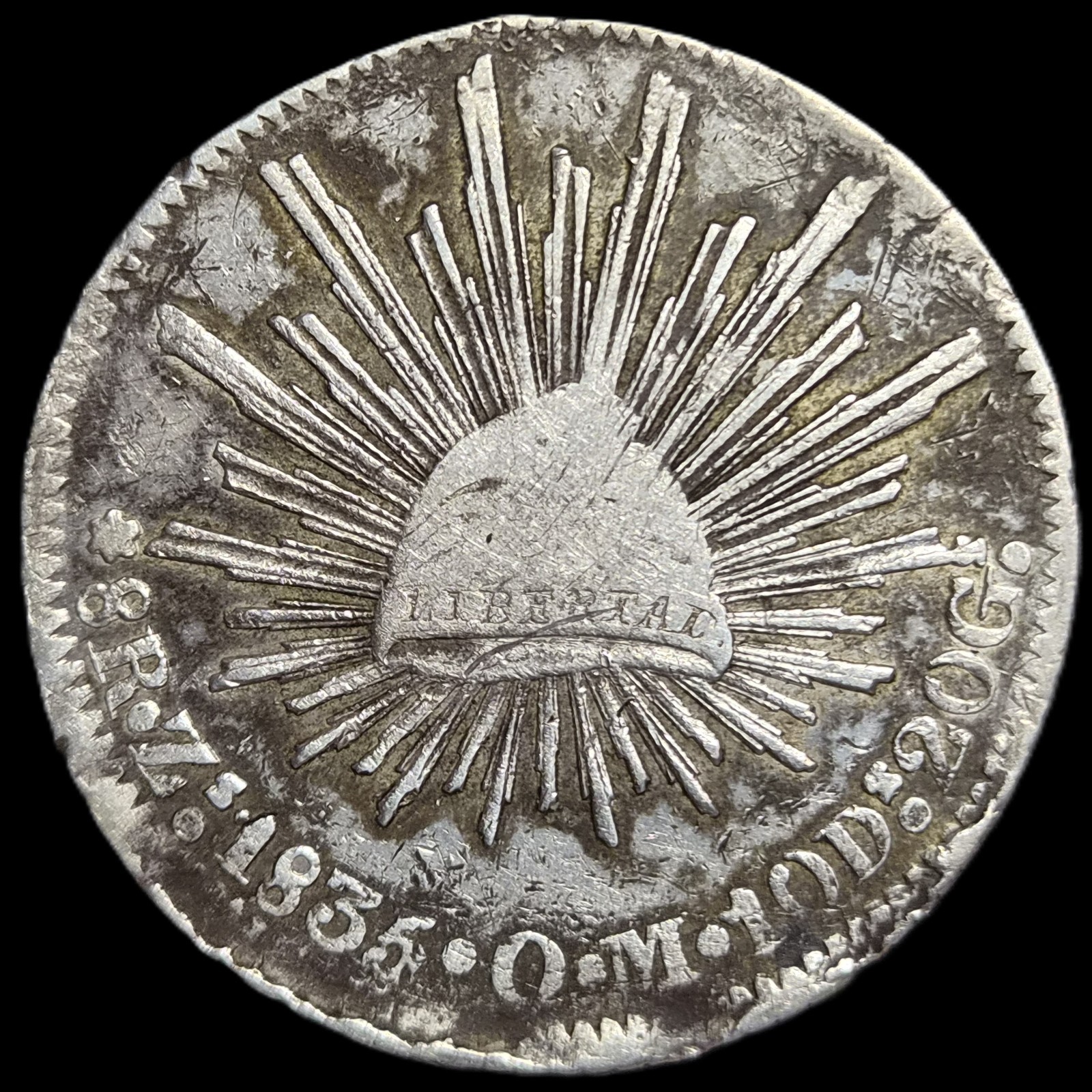 Mexico First Republic 8 Reales 1835 Zs OM Zacatecas Mint Fine