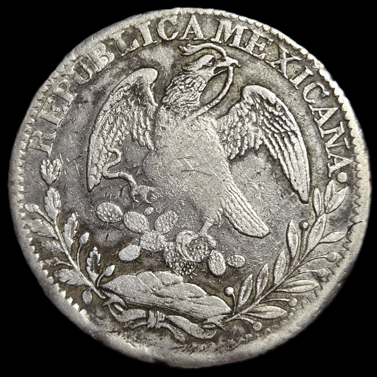 Mexico First Republic 8 Reales 1835 Zs OM Zacatecas Mint Fine - Image 2