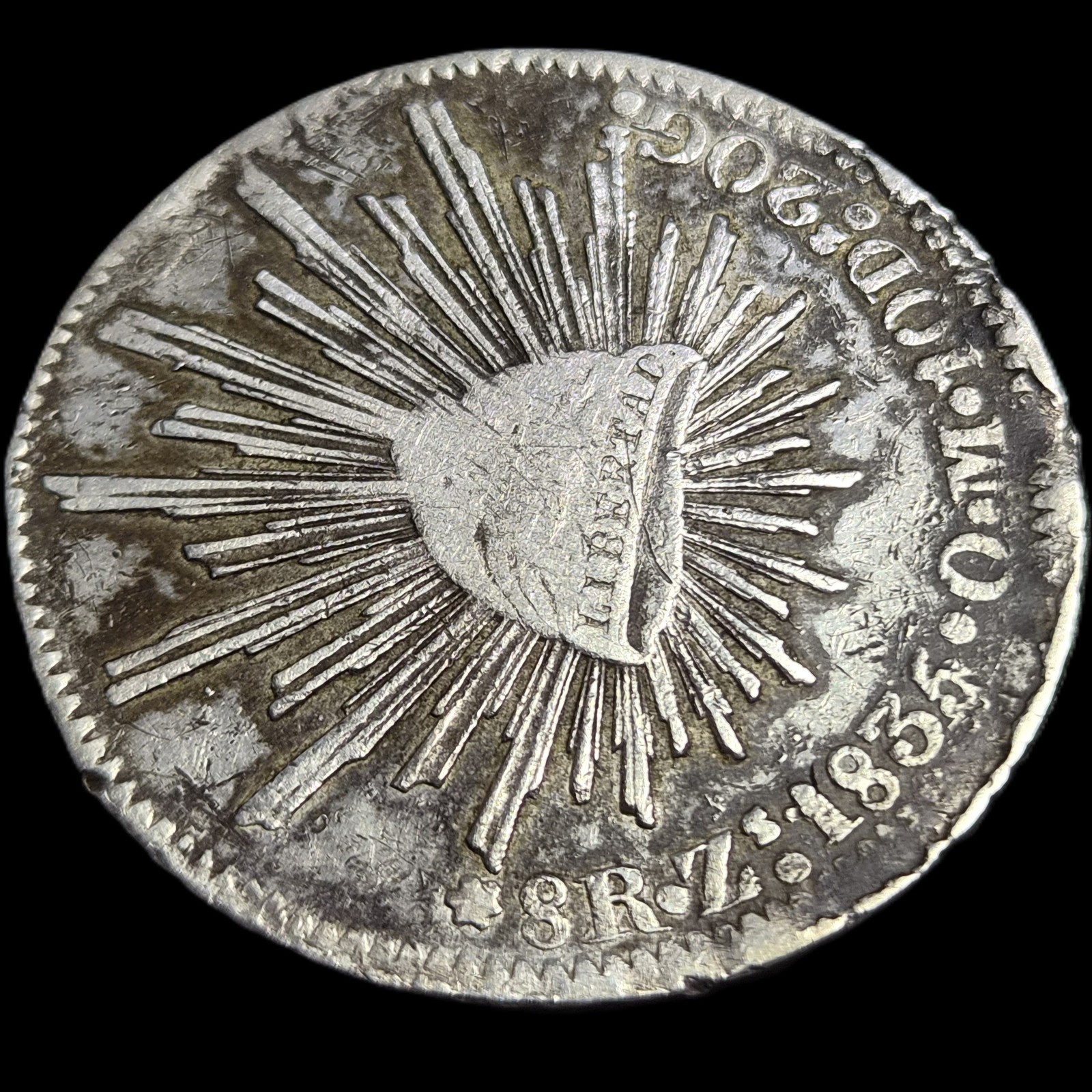 Mexico First Republic 8 Reales 1835 Zs OM Zacatecas Mint Fine - Image 3
