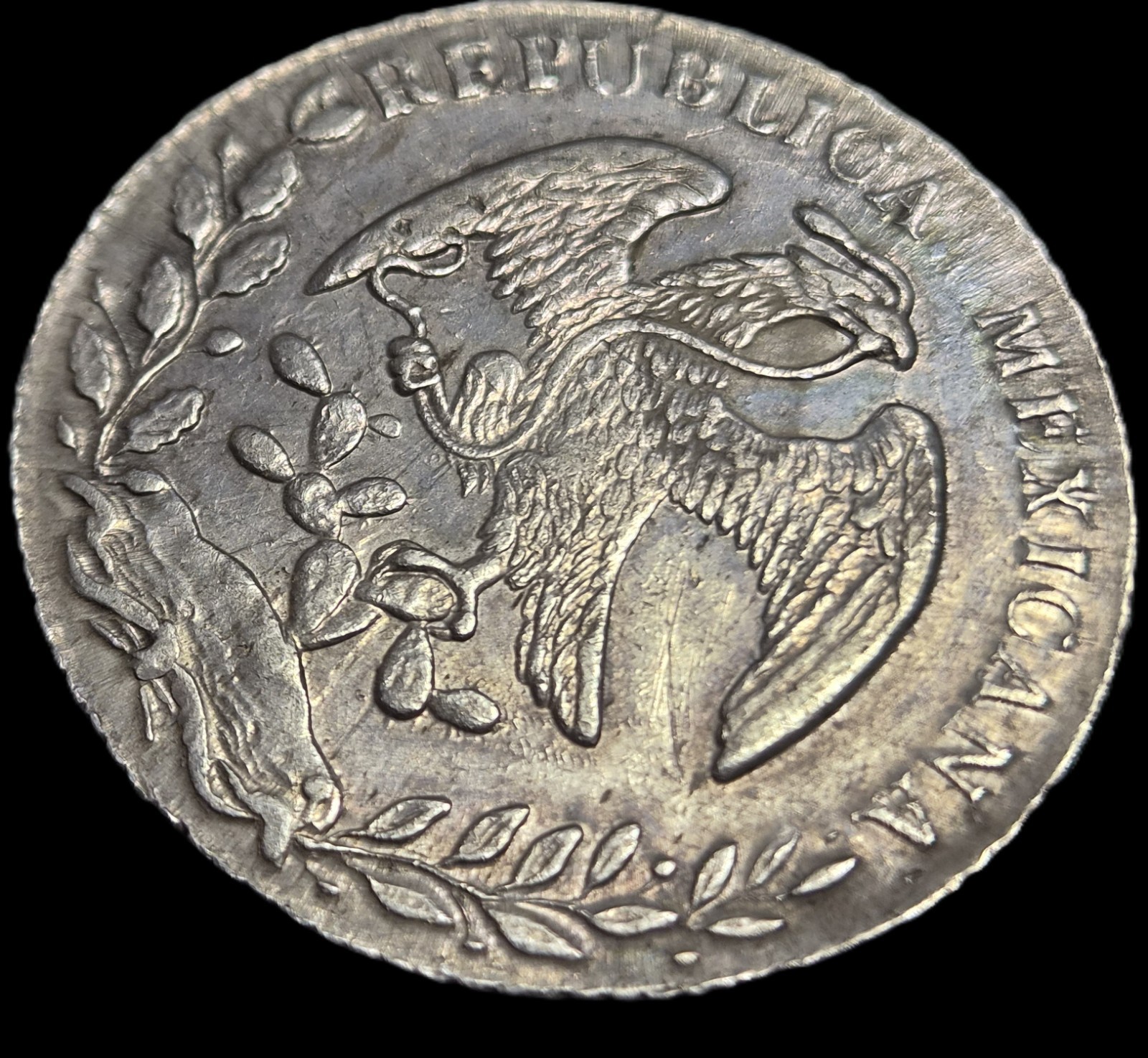 Mexico Second Republic 8 Reales 1880 Ca MM Chihuahua Mint aUNC Sharp Detail - Image 4