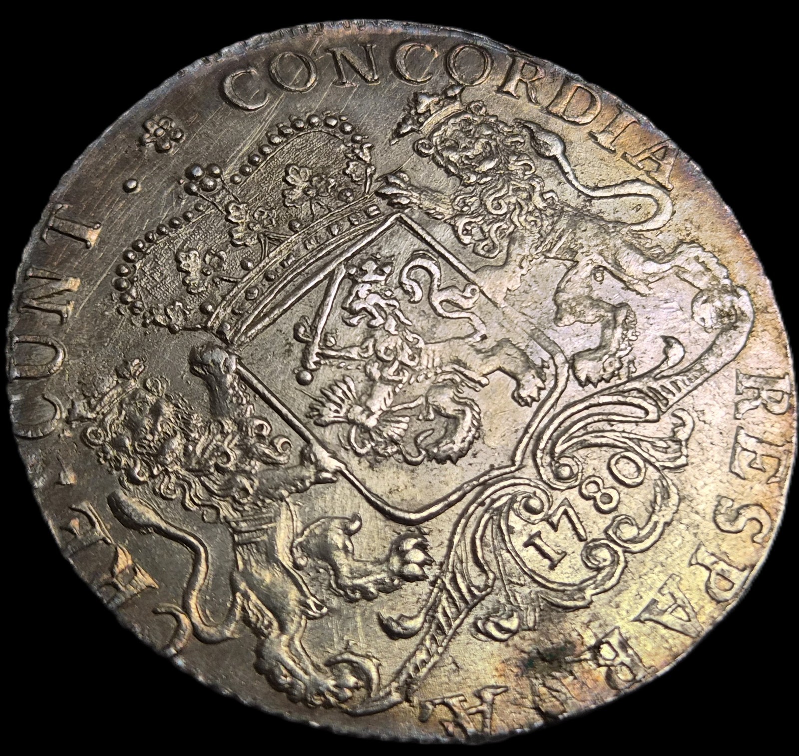 Netherlands Holland Ducaton Silver Horse Rider 1780 aUNC Luster Sharp Detail - Image 3