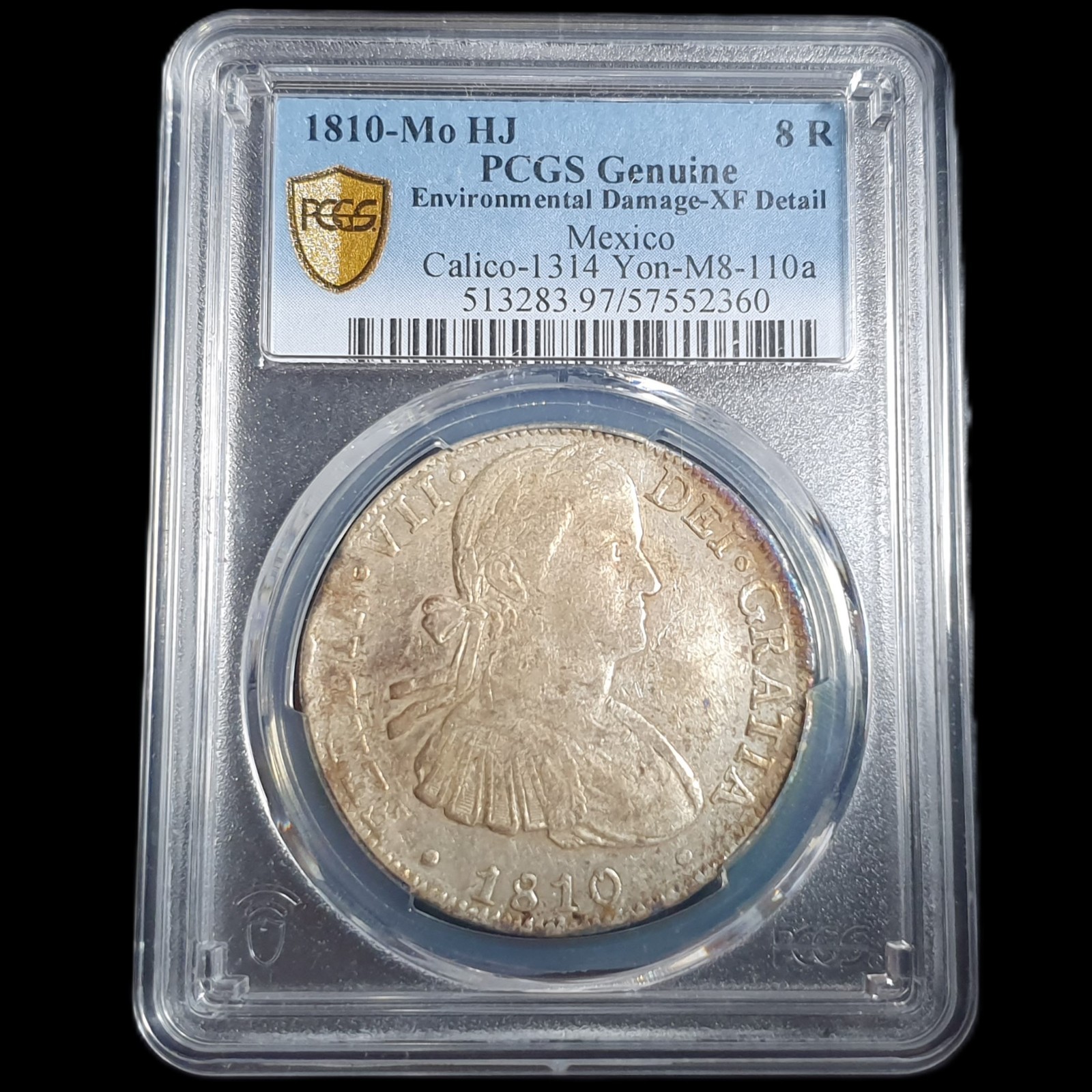 Mexico Spanish Colonial 8 Reales Ferdin Ferdinand VII 1810 Mo HJ PCGS XF Detail - Image 2