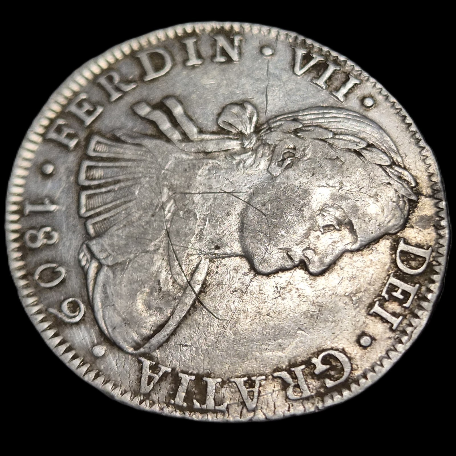 Mexico Spanish Colonial 8 Reales Ferdin Ferdinand VII 1809 Mo TH Mexico Mint - Image 3