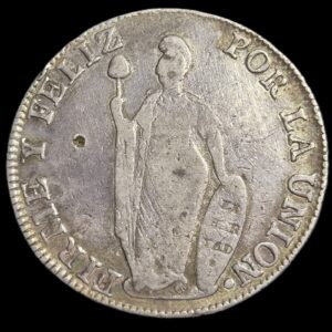 Peru 8 Reales Peruana Standing Liberty 1841 LIMAE MB VF