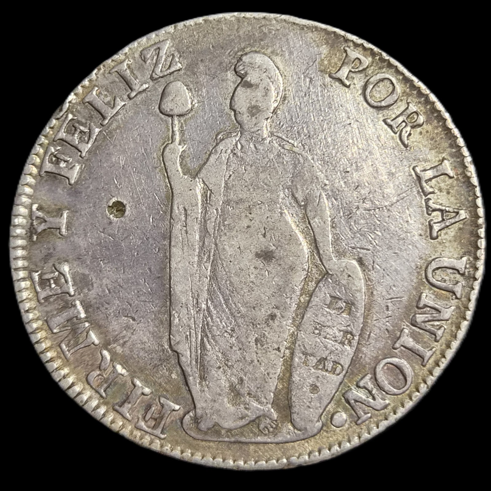 Peru 8 Reales Peruana Standing Liberty 1841 LIMAE MB VF