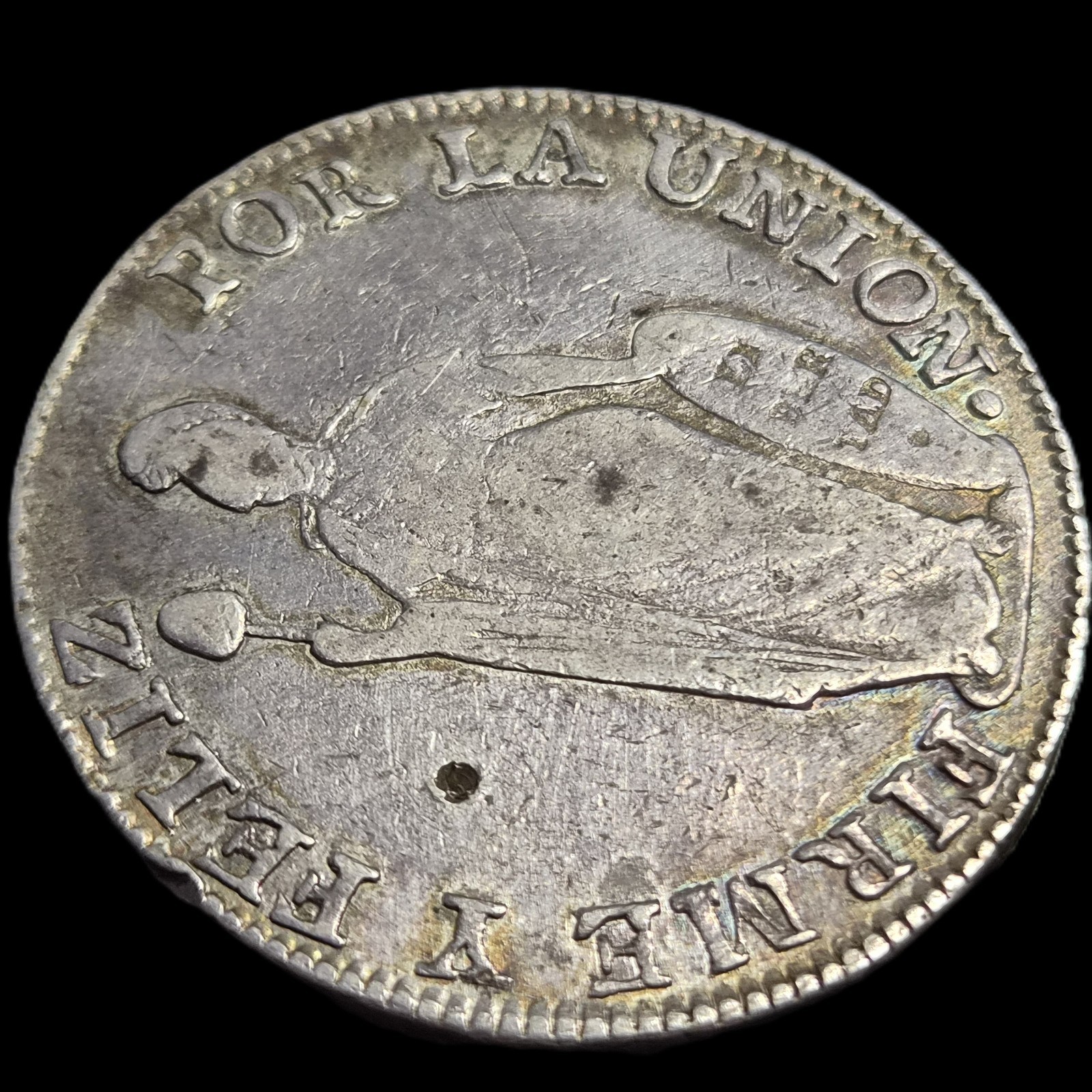 Peru 8 Reales Peruana Standing Liberty 1841 LIMAE MB VF - Image 3