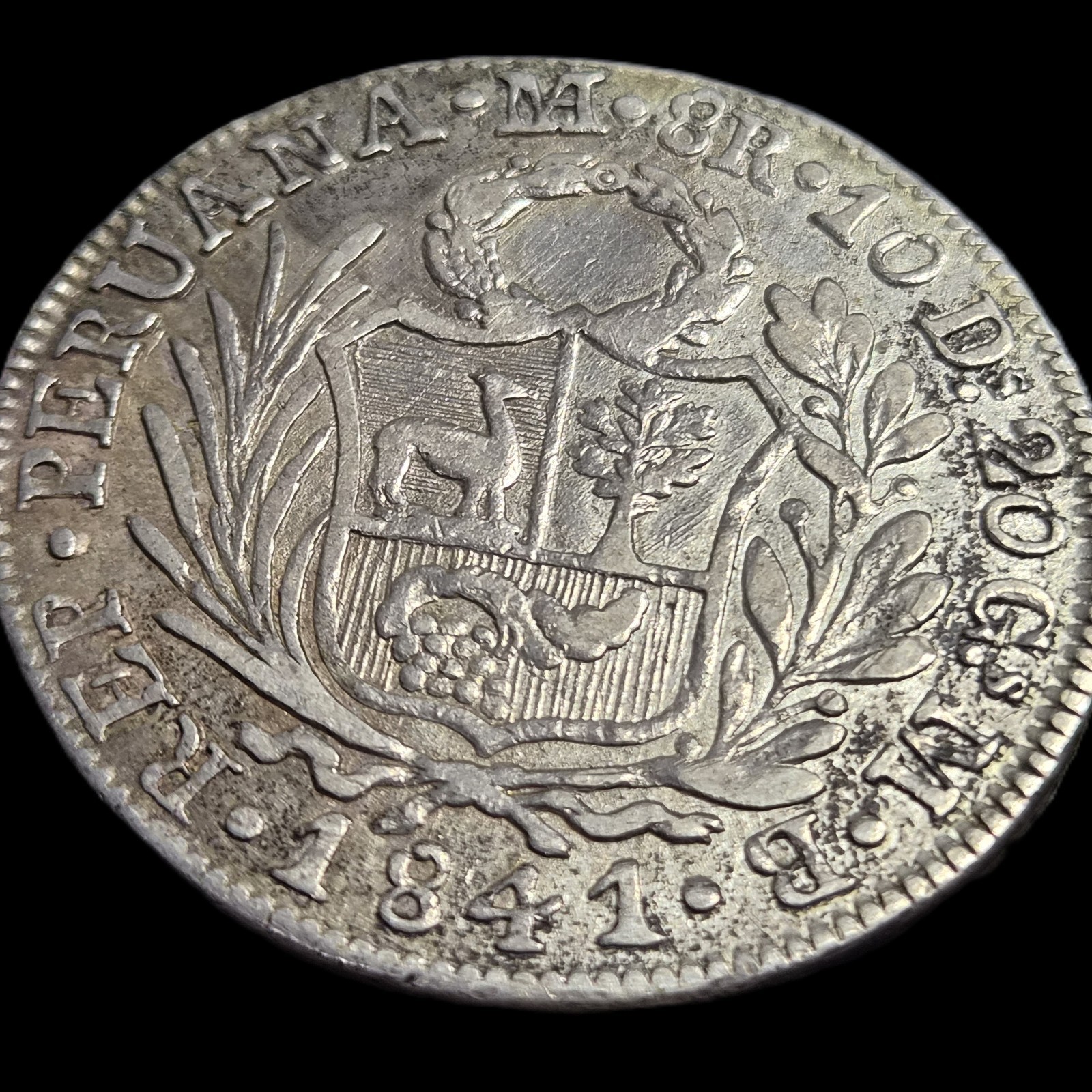 Peru 8 Reales Peruana Standing Liberty 1841 LIMAE MB VF - Image 4