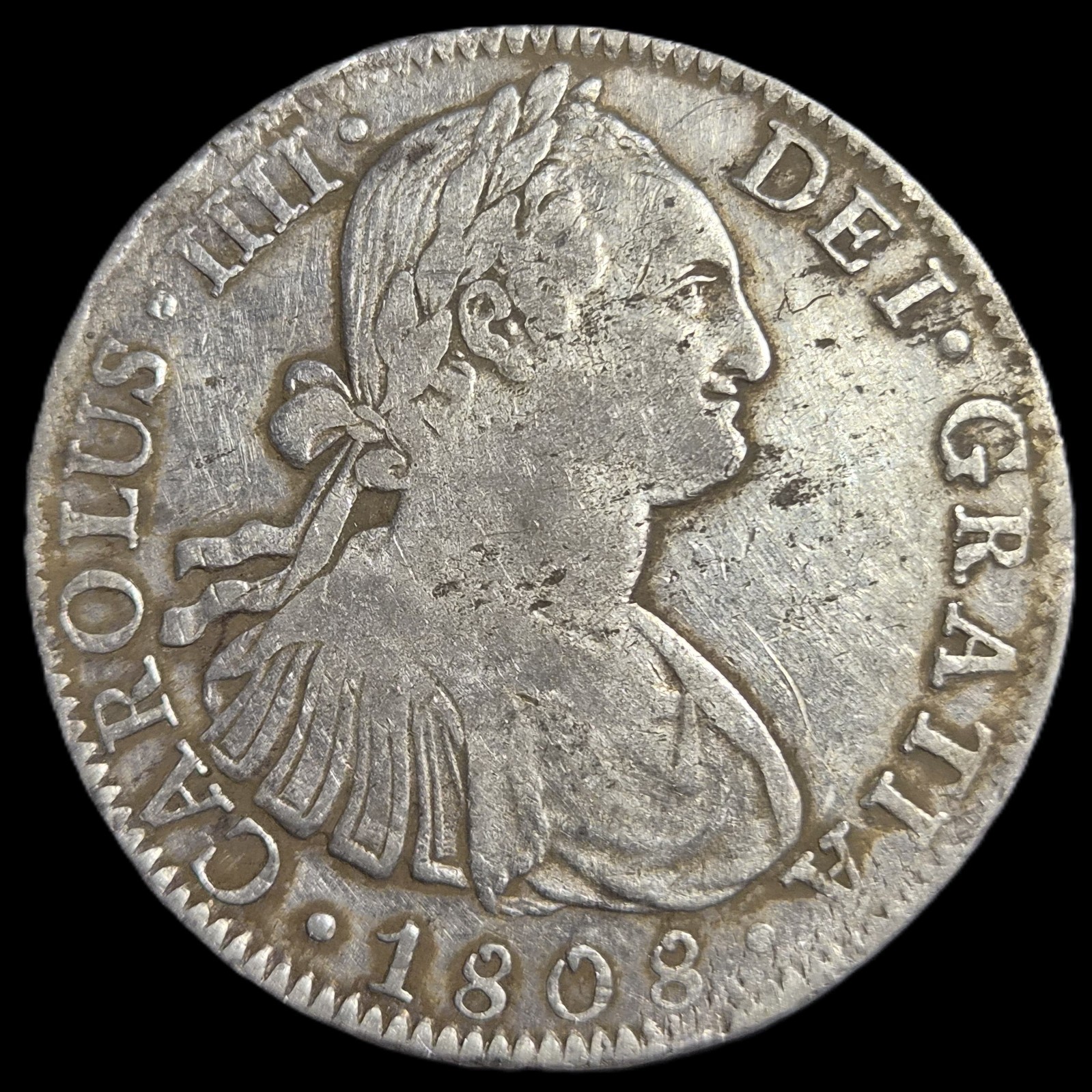Mexico Spanish Colonial 8 Reales Carol Carolus IIII 1808 Mo TH Mexico City Mint