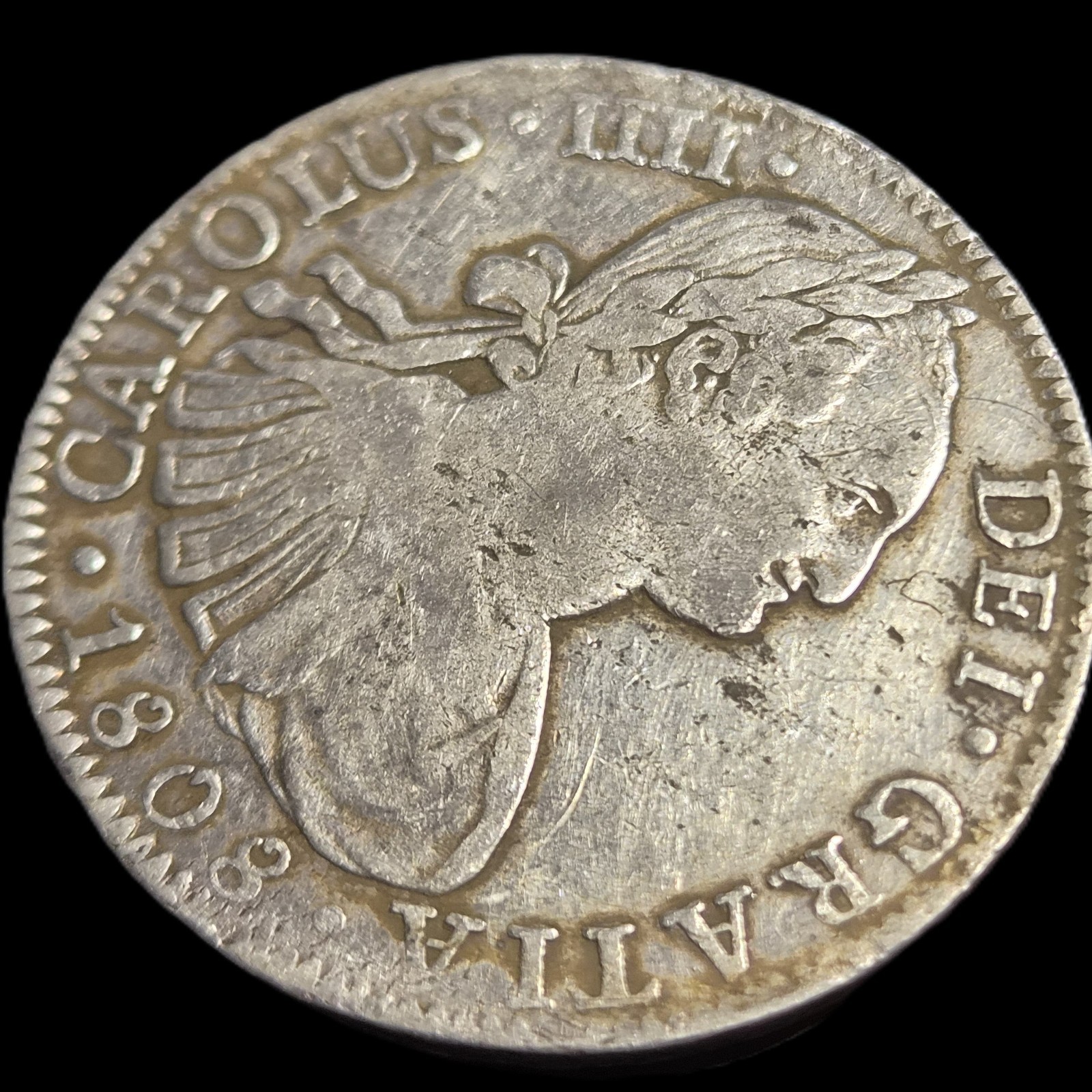 Mexico Spanish Colonial 8 Reales Carol Carolus IIII 1808 Mo TH Mexico City Mint - Image 3
