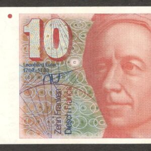 Switzerland Swiss 10 Francs Franken Leonhard Euler P-53a(3) 1979 aUNC