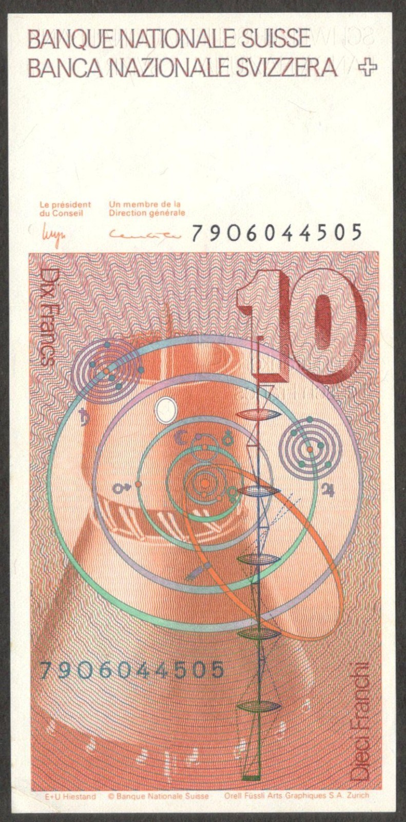 Switzerland Swiss 10 Francs Franken Leonhard Euler P-53a(3) 1979 aUNC - Image 2
