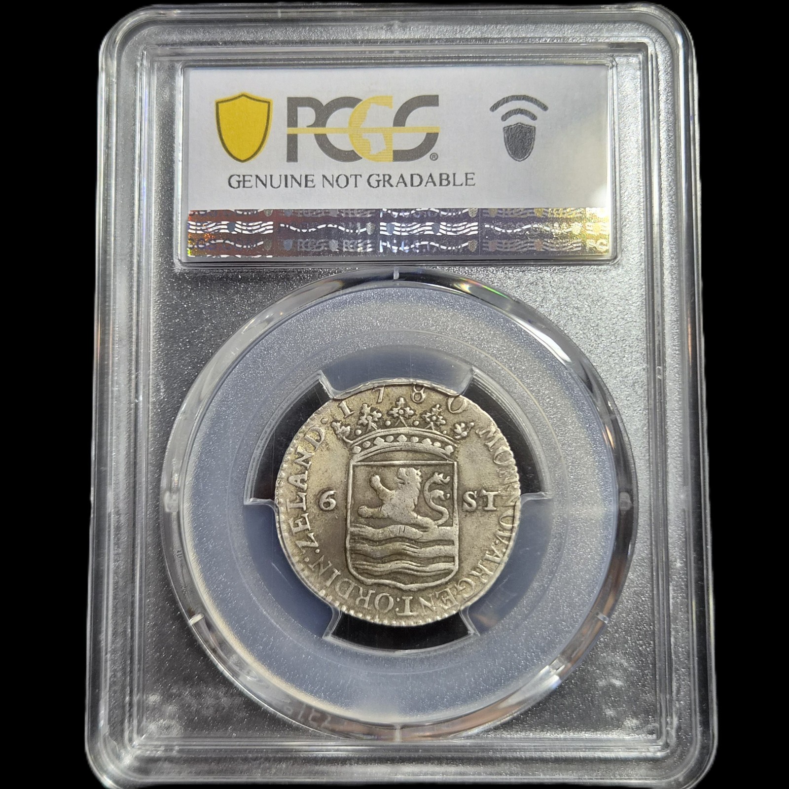 Netherlands 6 Stuiver Scheepjesschelling Zeeland 1780 PCGS VF Details - Image 4