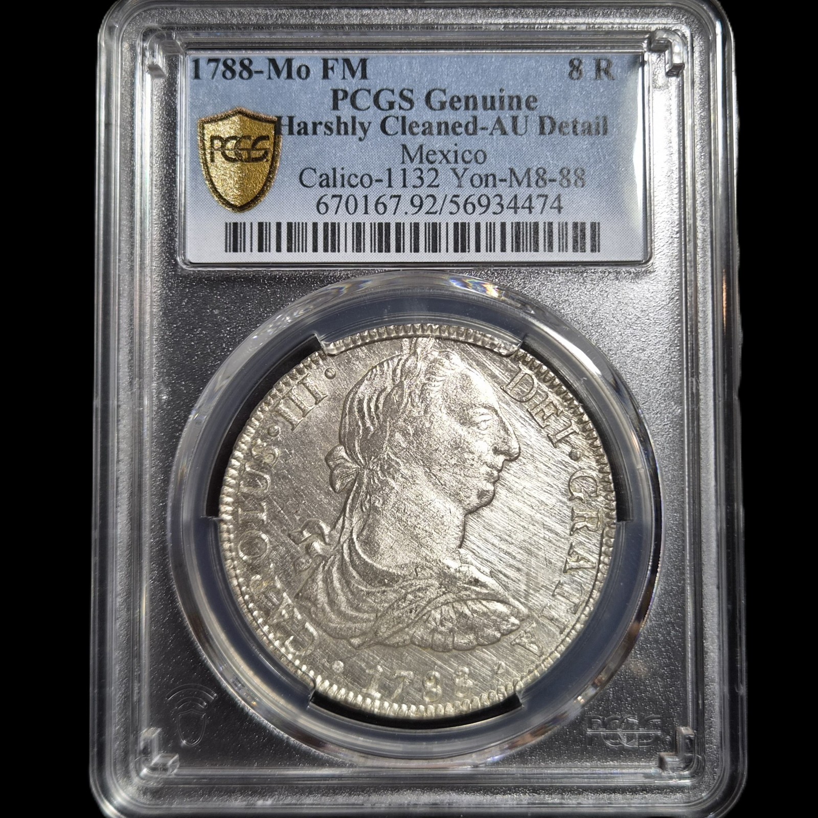 Mexico Spanish Colonial 8 Reales Carol Carolus III 1788 Mo FM PCGS AU Details - Image 3