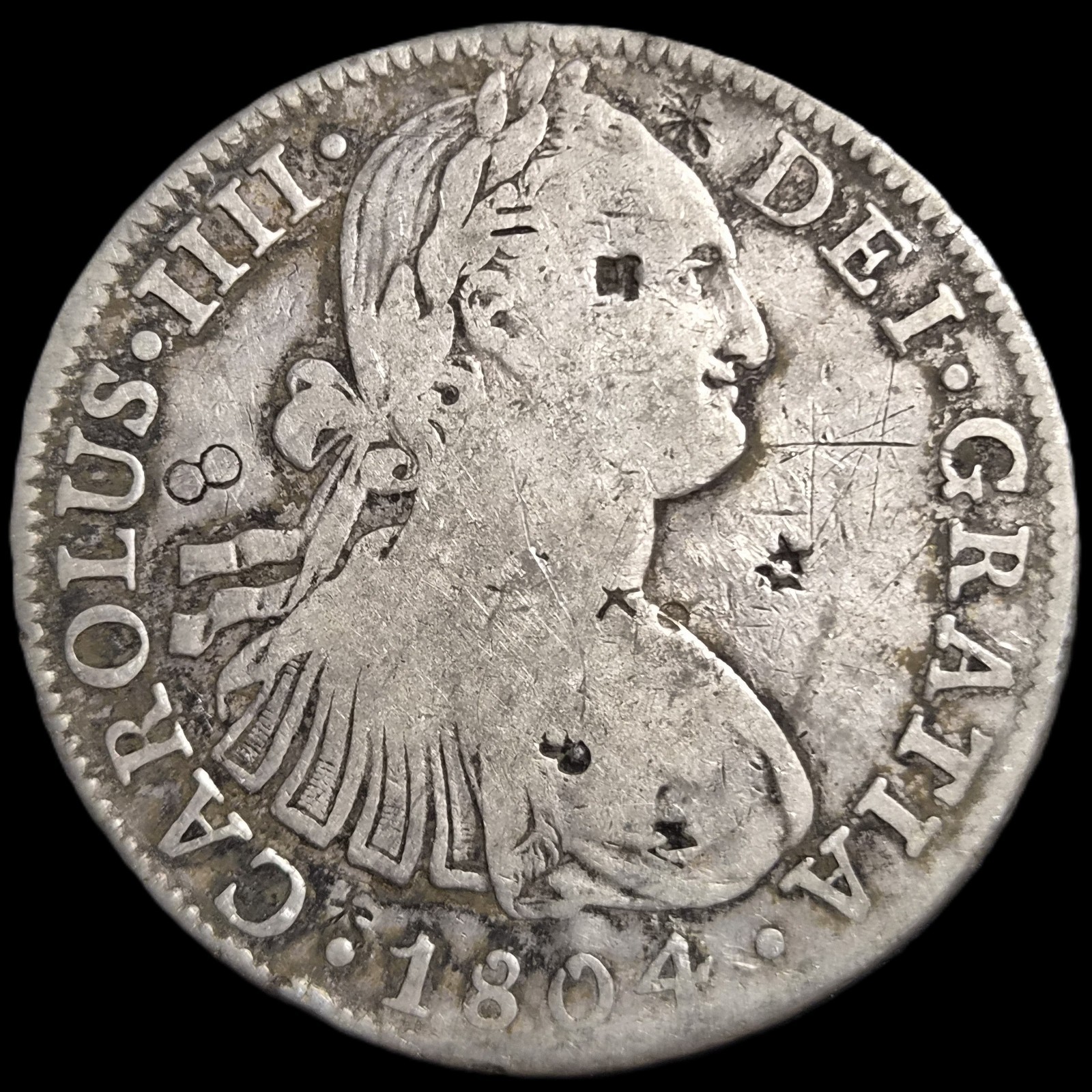 Mexico Spanish Colonial 8 Reales Carol Carolus IIII 1804 Mo TH Mexico City Mint