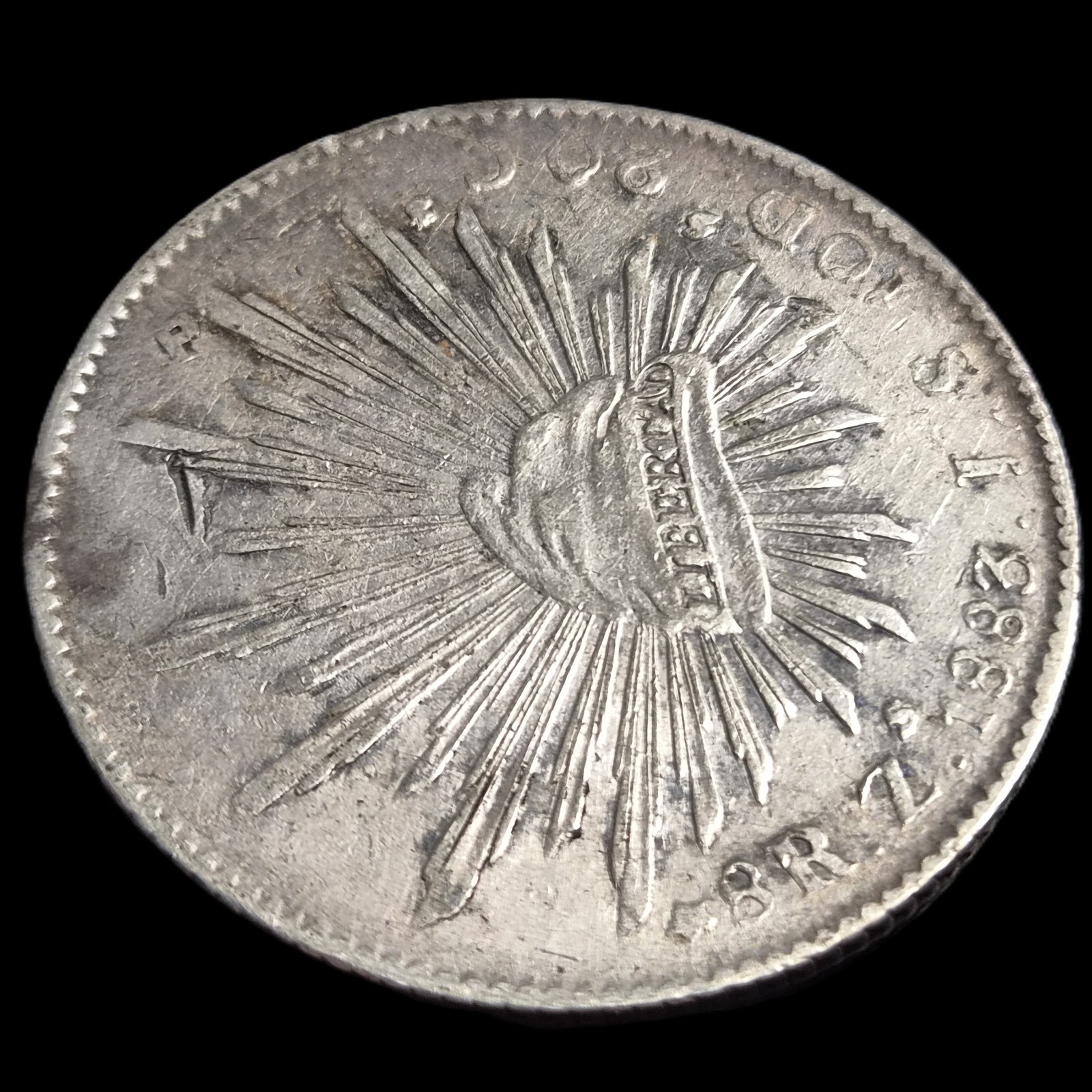 Mexico Second Republic 8 Reales 1883 Zs JS VF Zacatecas Mint - Image 3