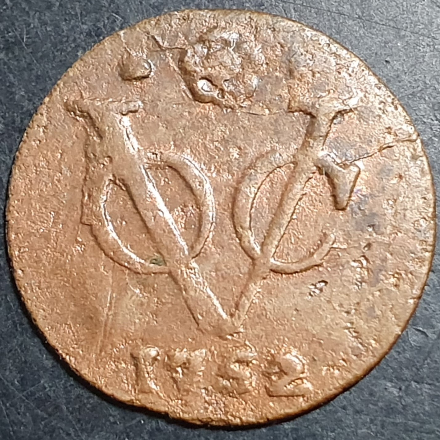 Netherlands East Indies VOC Holland Indonesia 1/2 Half Duit 1752 VG - Image 4