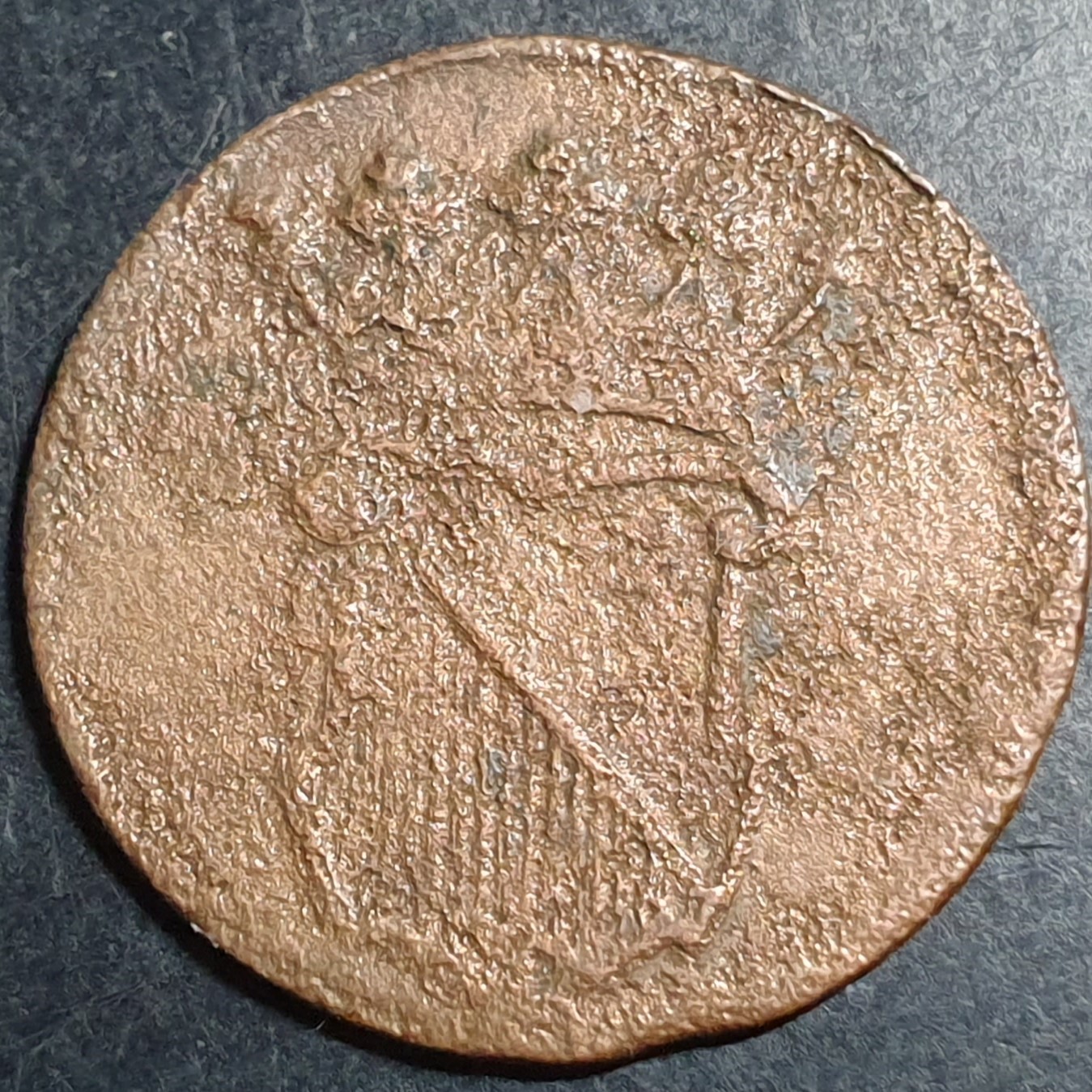 Netherlands East Indies VOC Utrecht Indonesia 1/2 Half Duit 1754 VG - Image 2