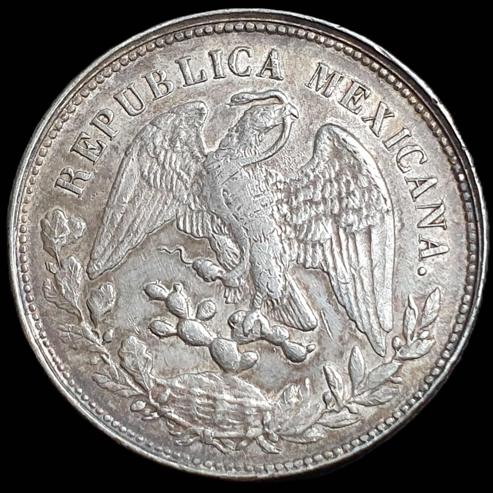 Mexico Second Republic 1 Un Peso 1900 Mo AM Mexico City Mint AU Sharp Detail - Image 2