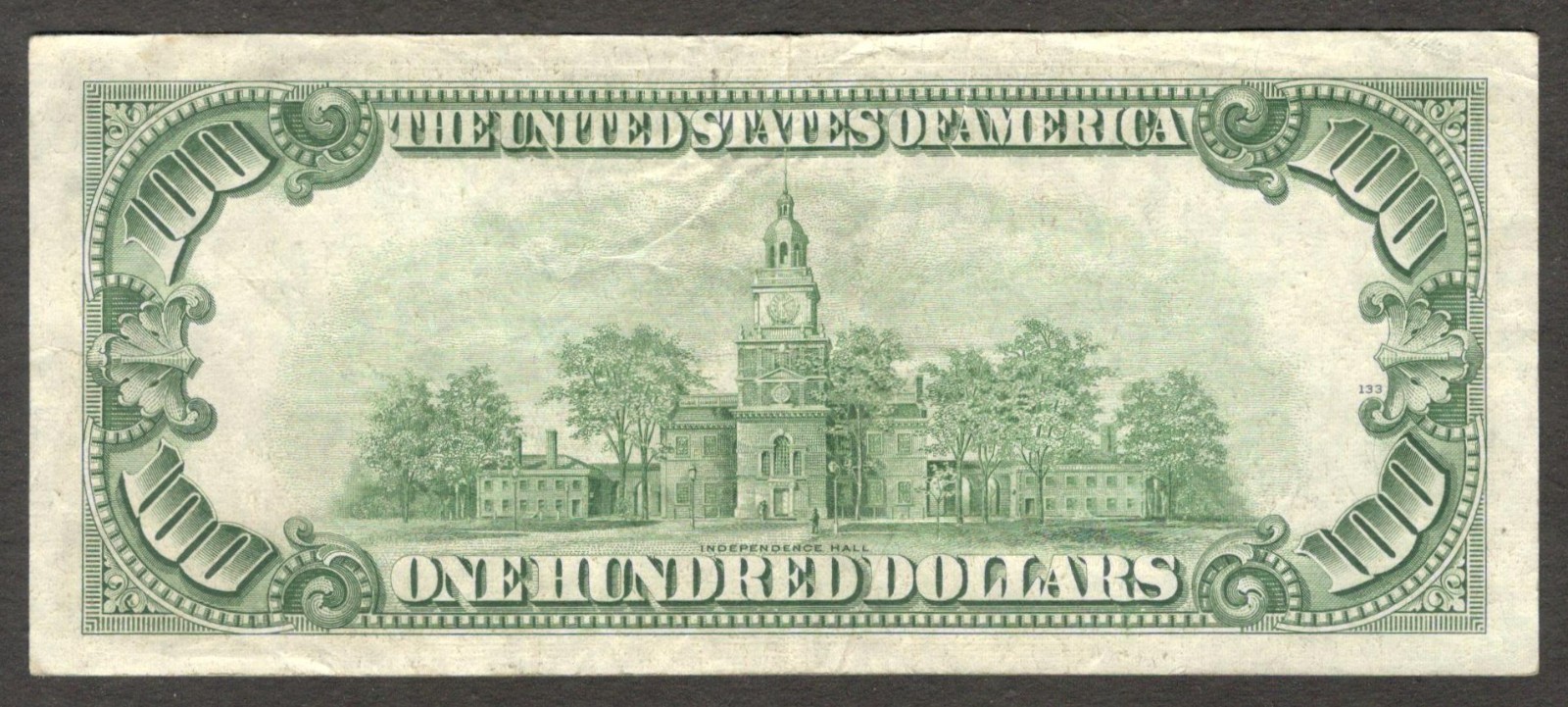 United States America $100 Dollars Green Seal Franklin 1950 C VF Crisp No Tear - Image 2