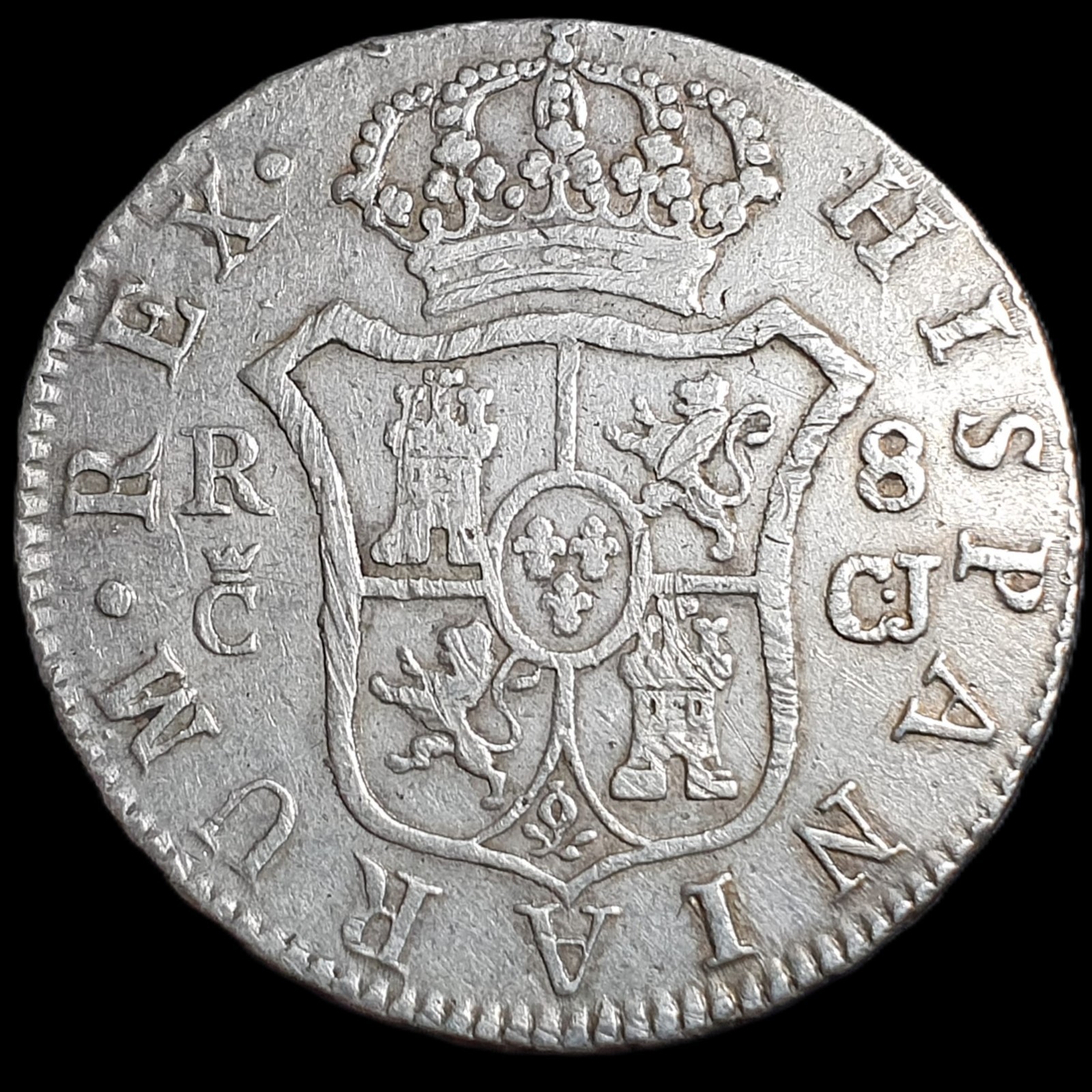 Spain Hispaniarum 8 Reales 1814 C CJ Cadiz Mint Sharp Detail - Image 2