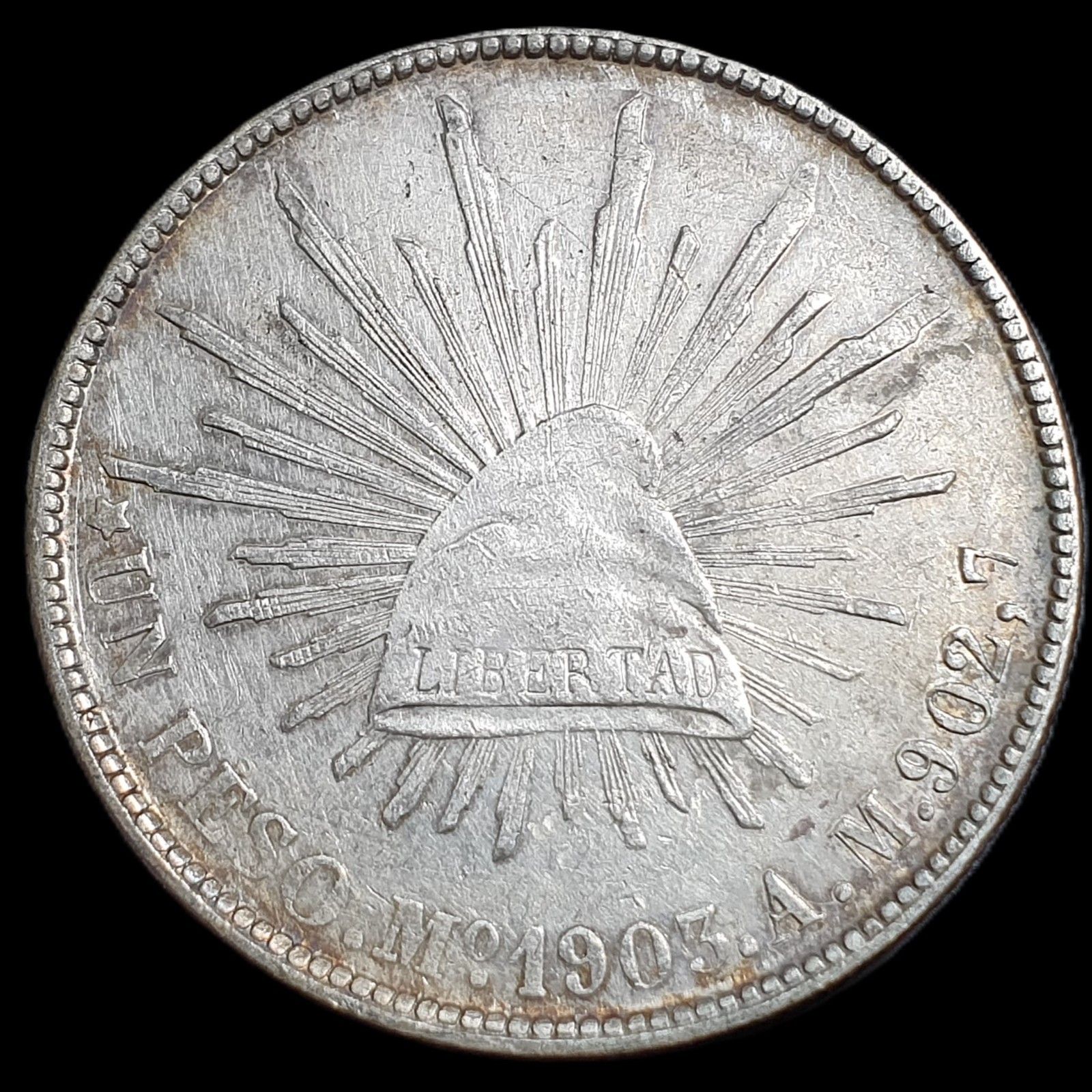 Mexico Second Republic 1 Un Peso 1903 Mo AM Mexico City Mint AU Sharp Detail