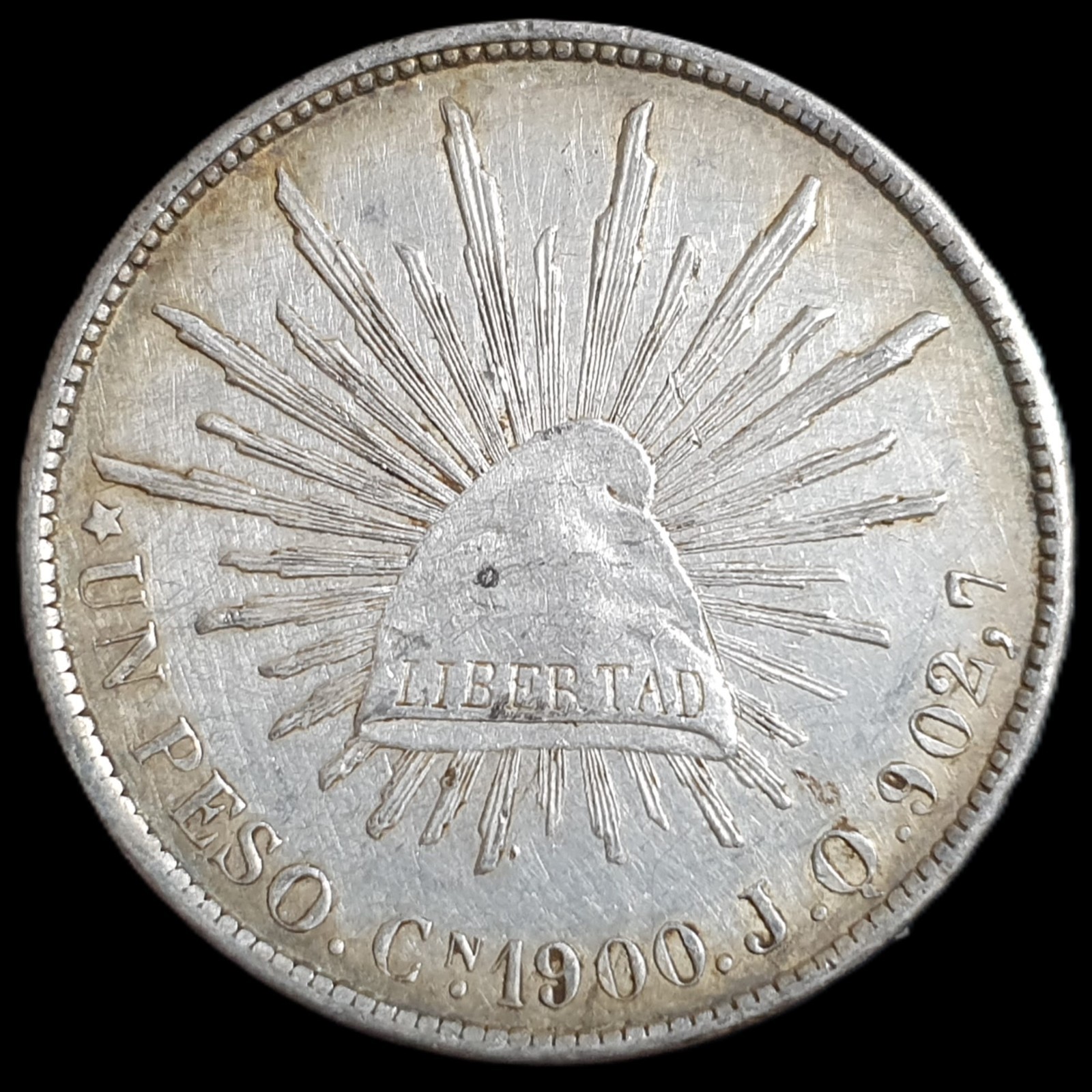 Mexico Second Republic 1 Un Peso 1900 Cn JQ Culiacan Mint AU Sharp Detail