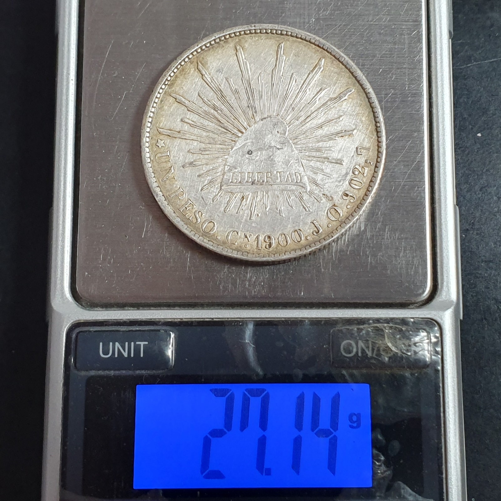 Mexico Second Republic 1 Un Peso 1900 Cn JQ Culiacan Mint AU Sharp Detail - Image 6