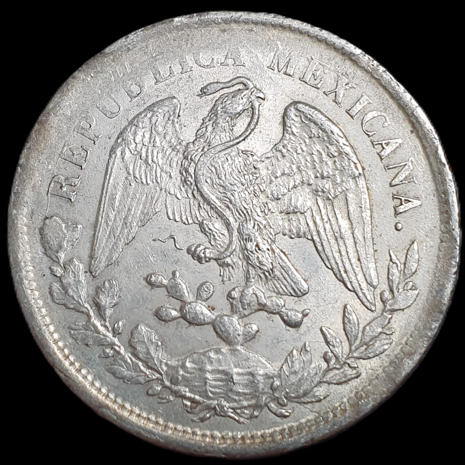 Mexico Second Republic 1 Un Peso 1901 Zs FZ Zacatecas Mint Weak Strike Luster - Image 2