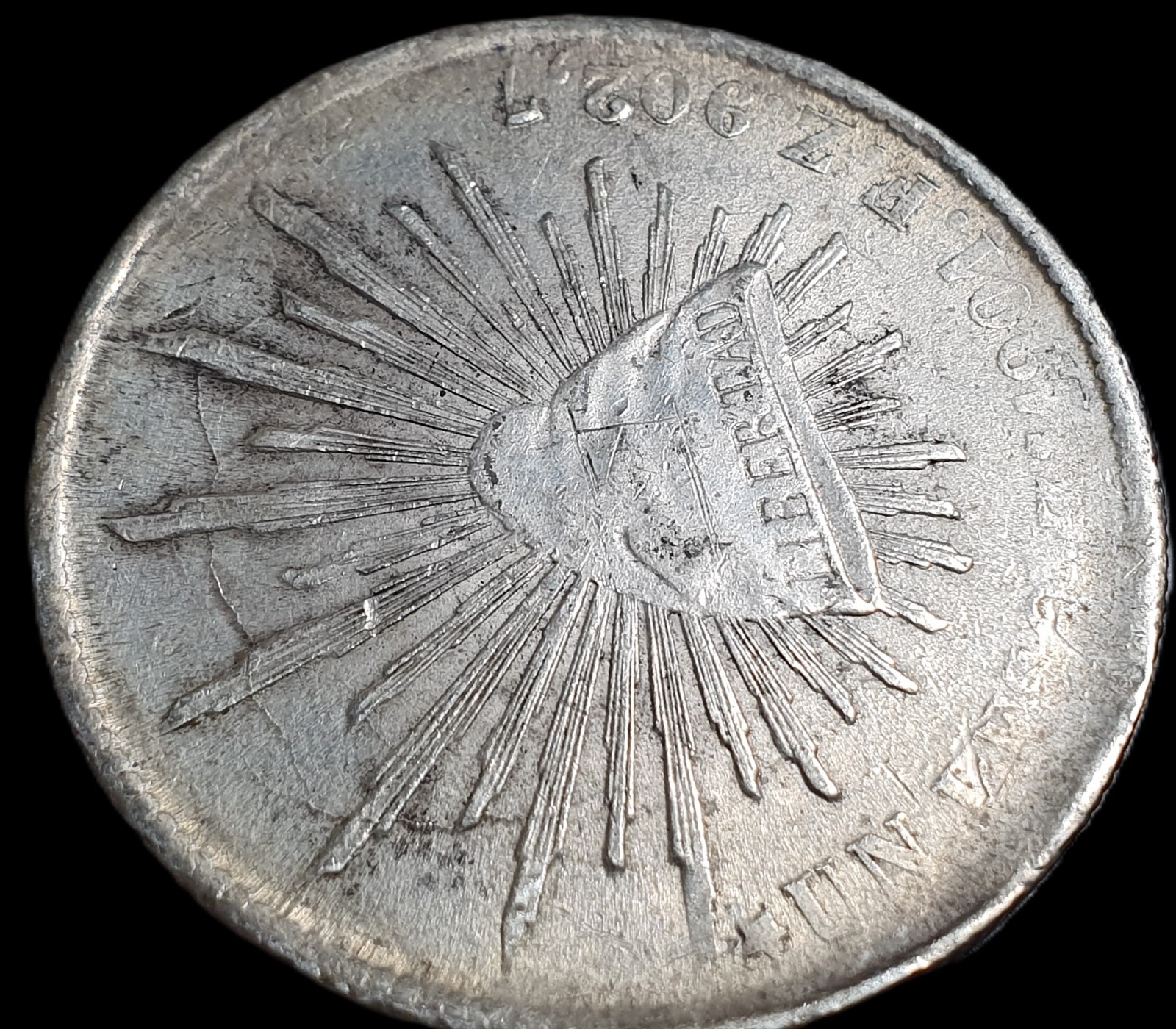 Mexico Second Republic 1 Un Peso 1901 Zs FZ Zacatecas Mint Weak Strike Luster - Image 3
