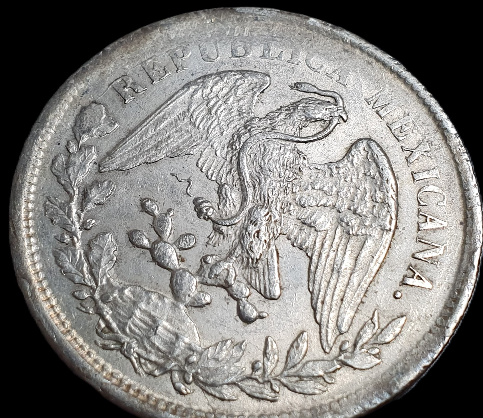 Mexico Second Republic 1 Un Peso 1901 Zs FZ Zacatecas Mint Weak Strike Luster - Image 4