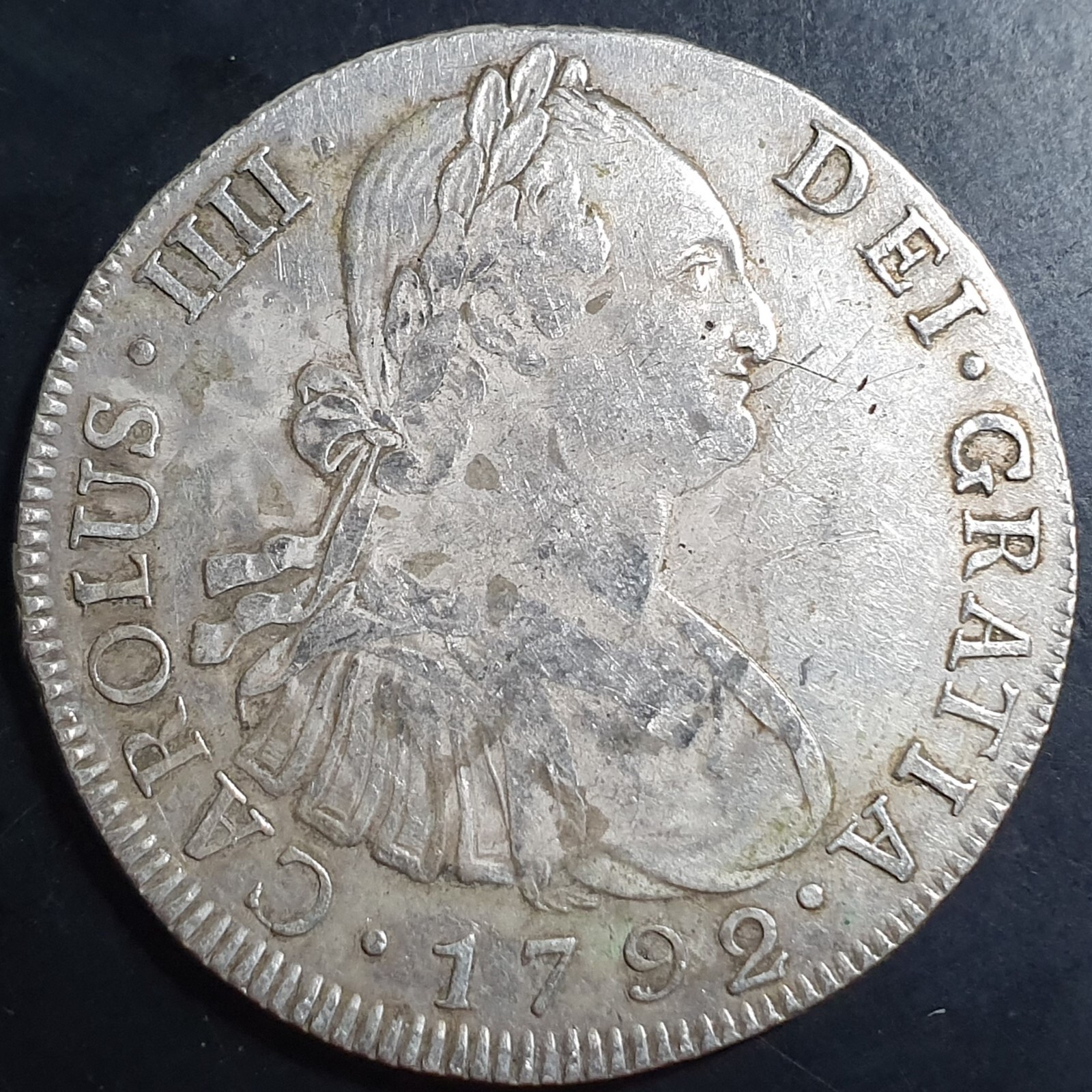 Guatemala Spanish Colonial 8 Reales Carol Carolus IIII 1792 NG M Nuevo Guatemala