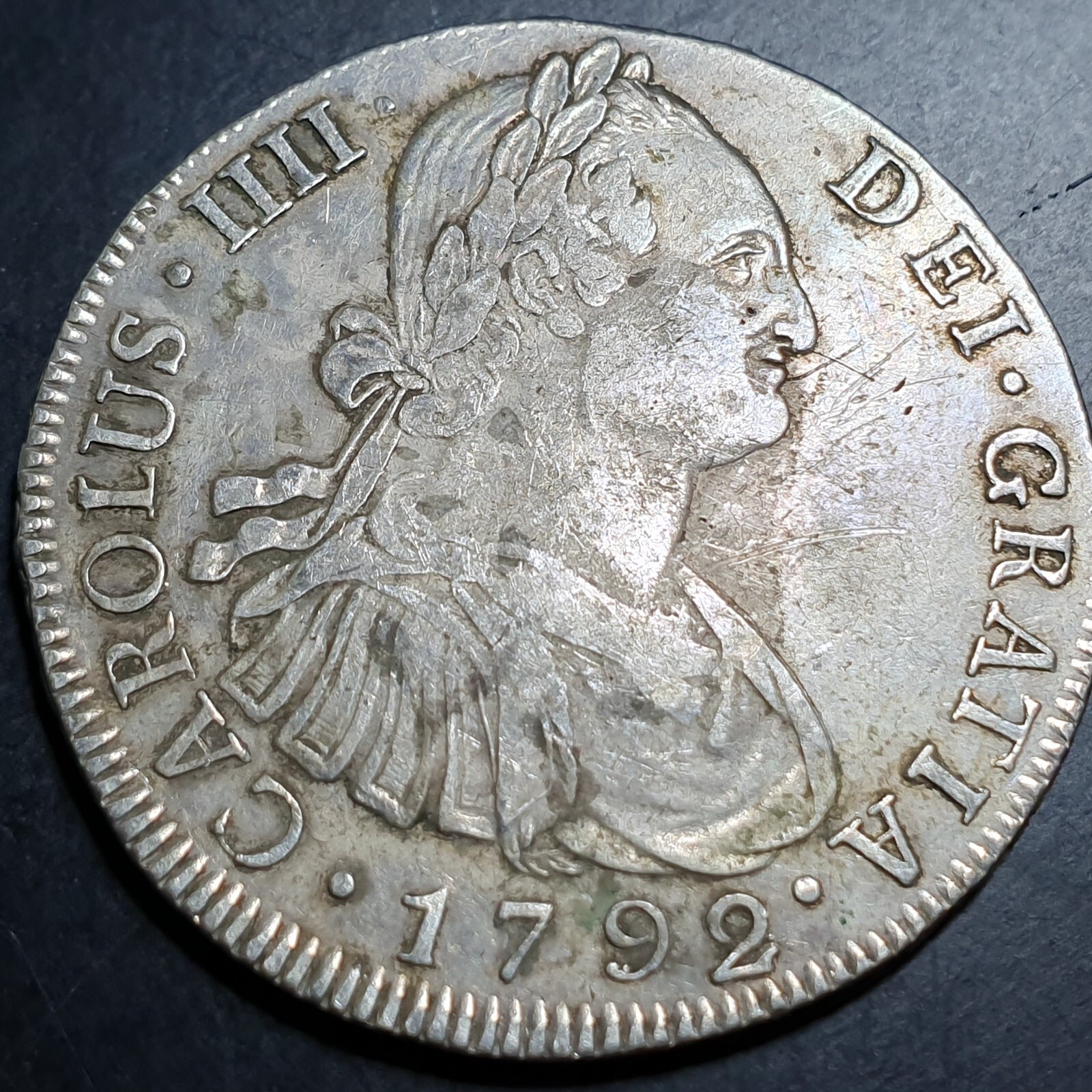 Guatemala Spanish Colonial 8 Reales Carol Carolus IIII 1792 NG M Nuevo Guatemala - Image 3