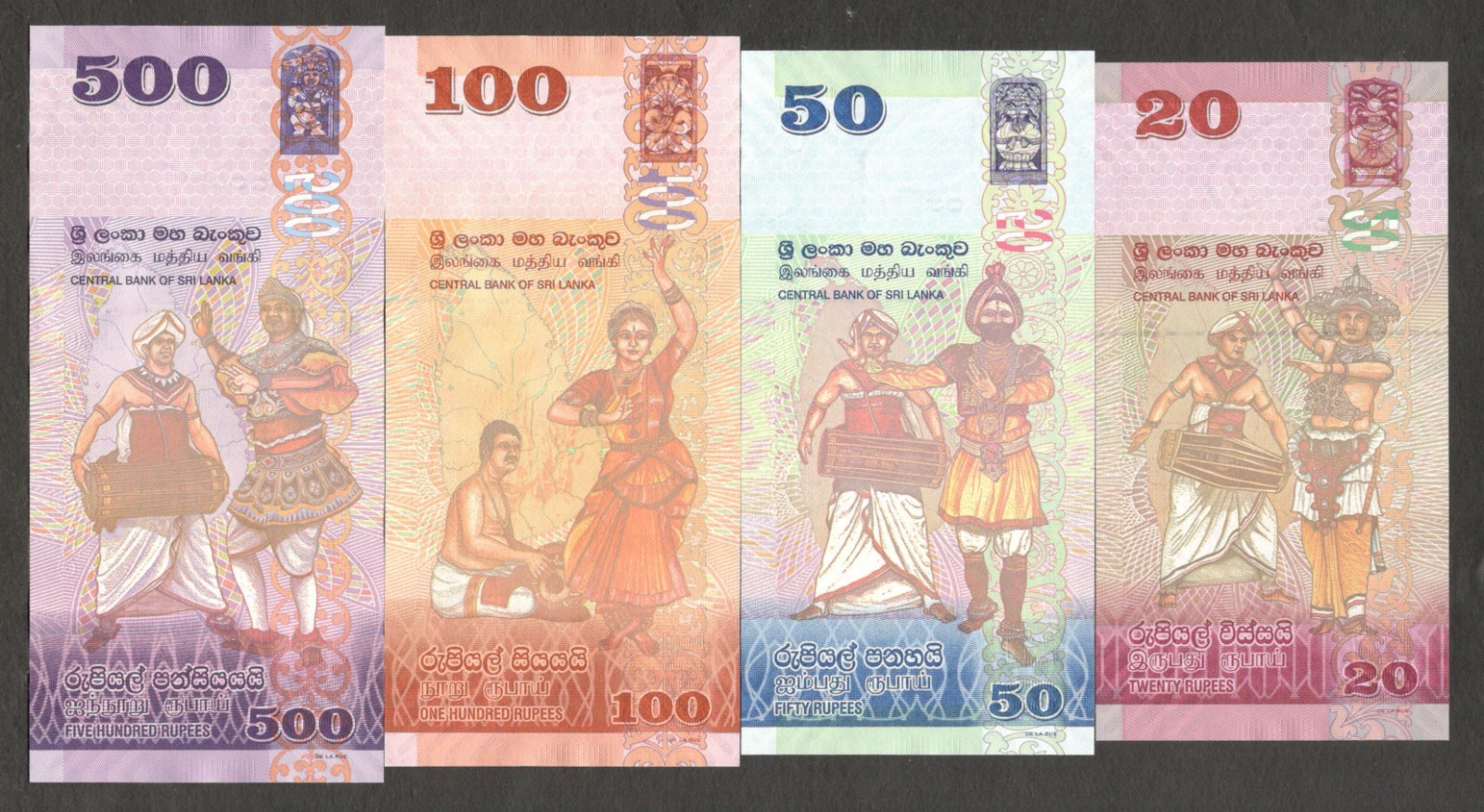 Sri Lanka Set 4 Pcs 20 50 100 500 Rupees BirdColorful P-123 124 125 126 2022 UNC - Image 2