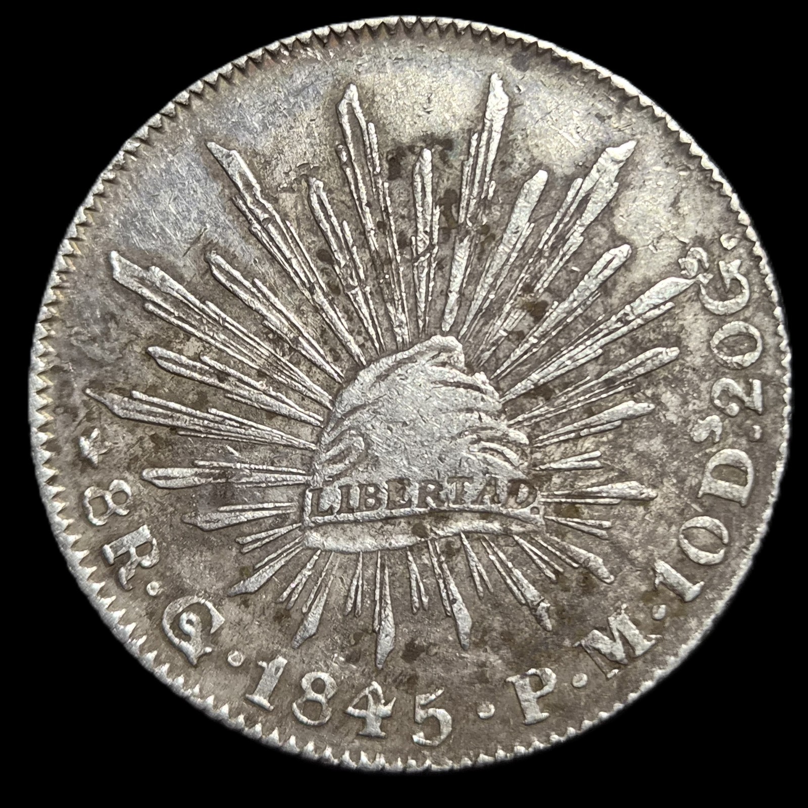 Mexico First Republic 8 Reales 1845 Go PM Guanajuato Mint Sharp Detail - Image 2
