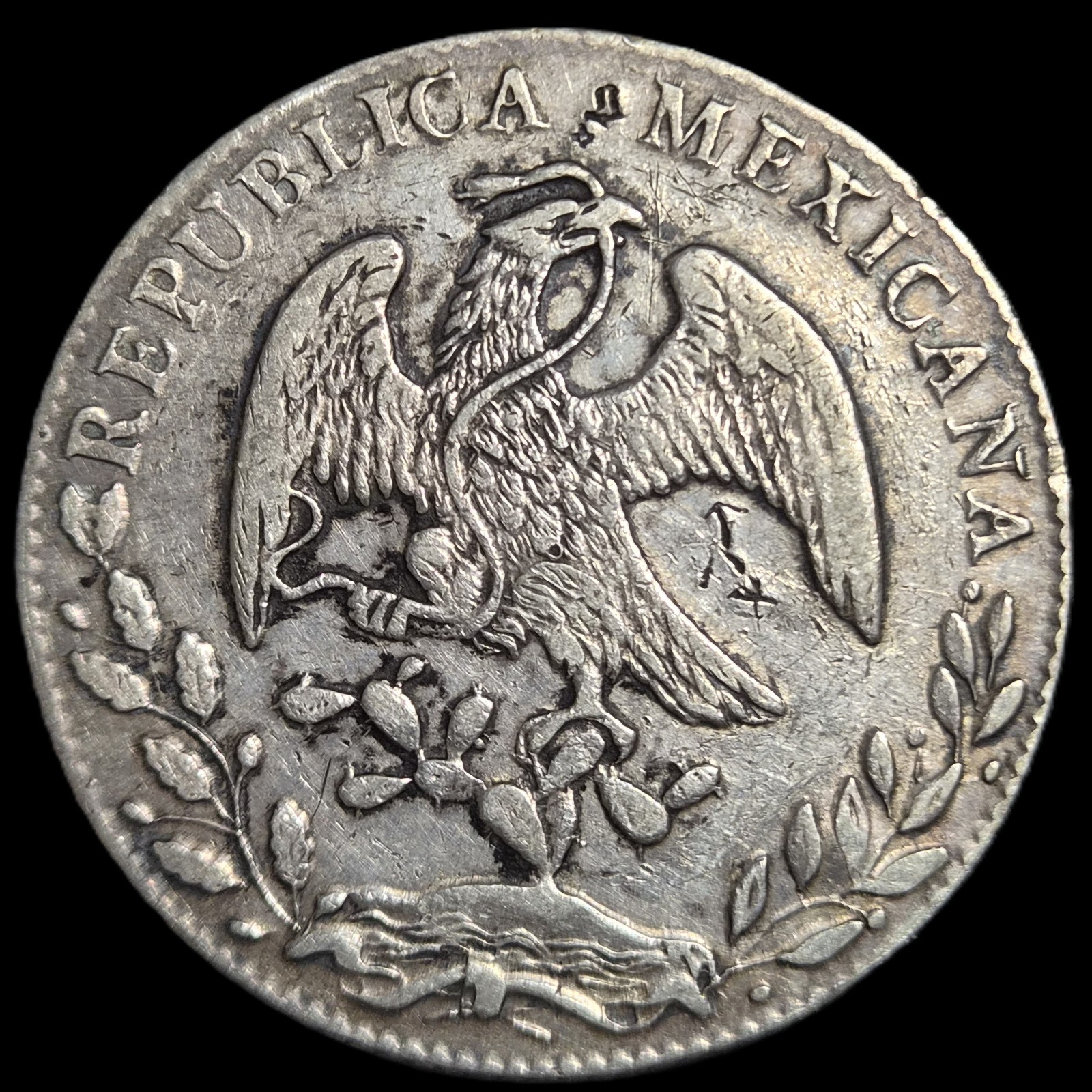 Mexico Second Republic 8 Reales 1883 Go BR Guanajuato Mint Chinese Chopmark - Image 2
