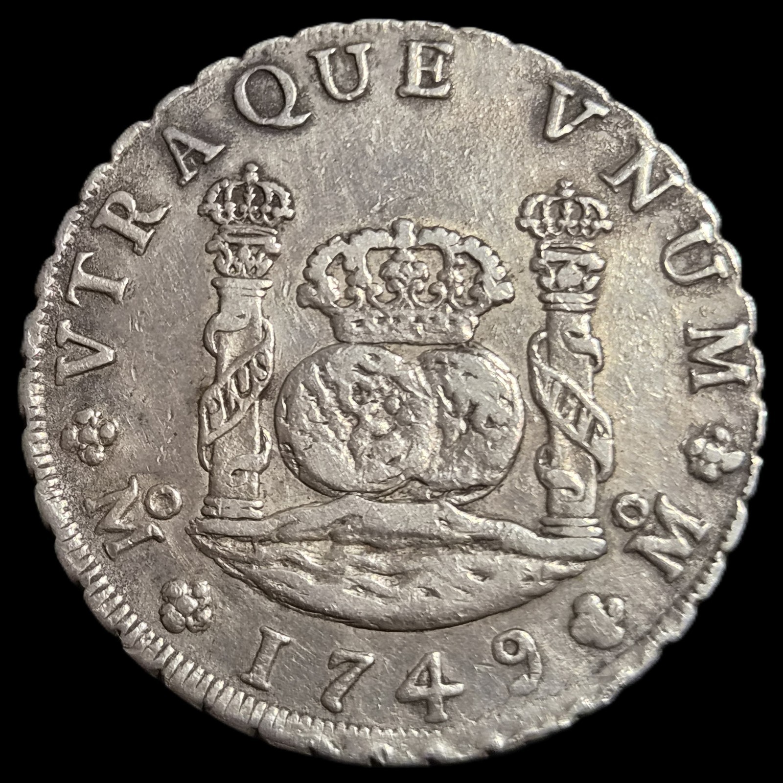 Mexico Spanish Colonial 8 Reales Two Pillar Ferdinand VI 1749 Mo MF Mexico Mint